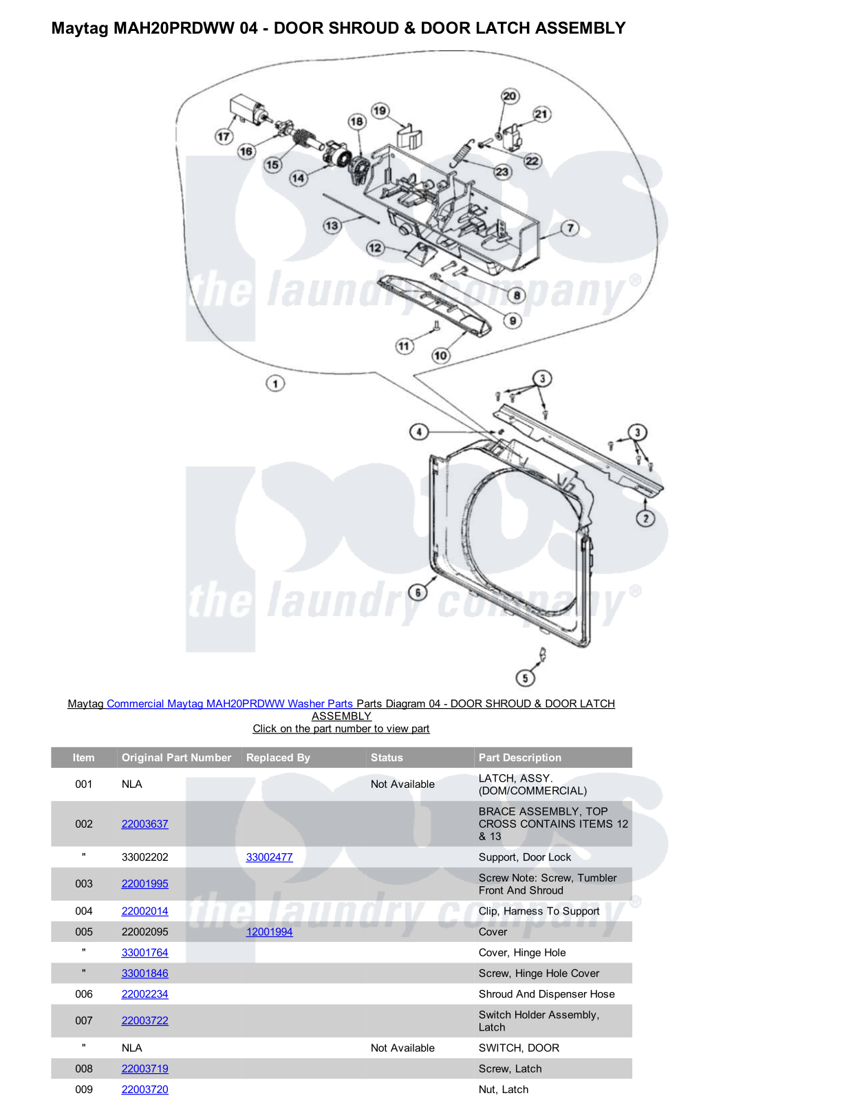 Maytag MAH20PRDWW Parts Diagram