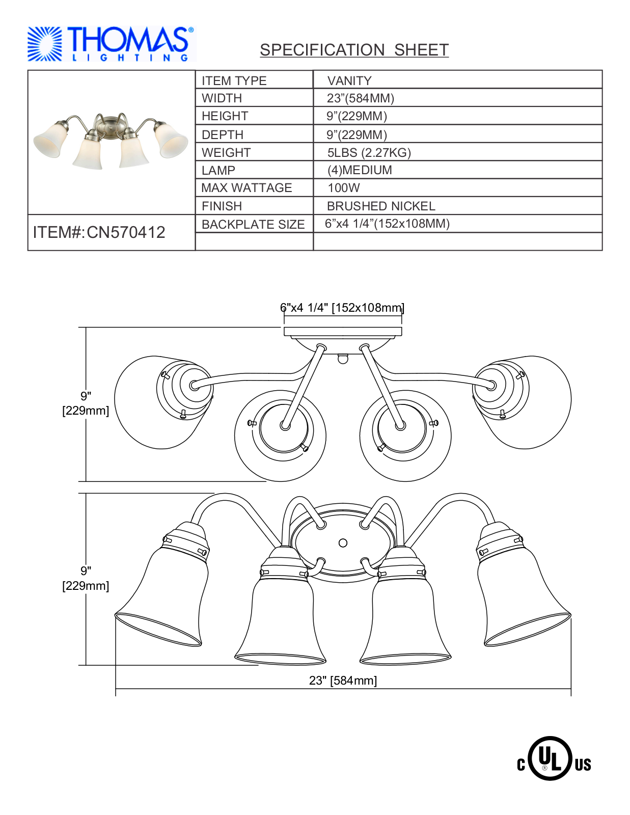Thomas Lighting CN570412 User Manual - ManualMachine.com