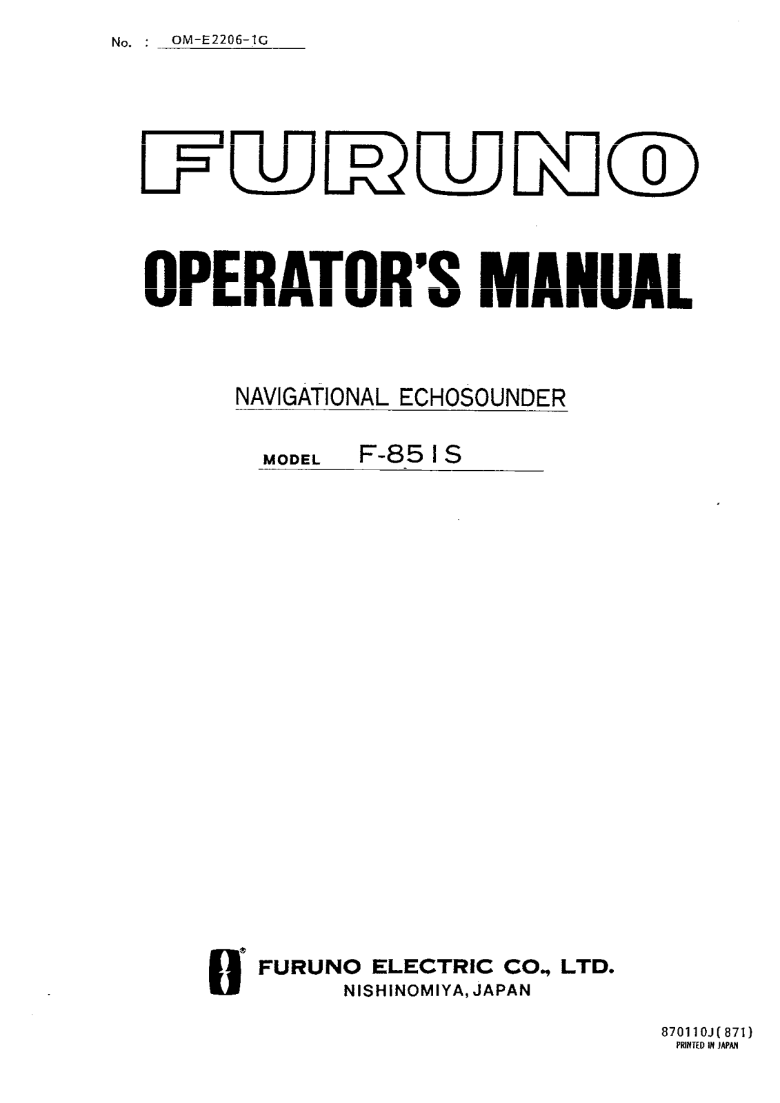 Furuno FE851S User Manual