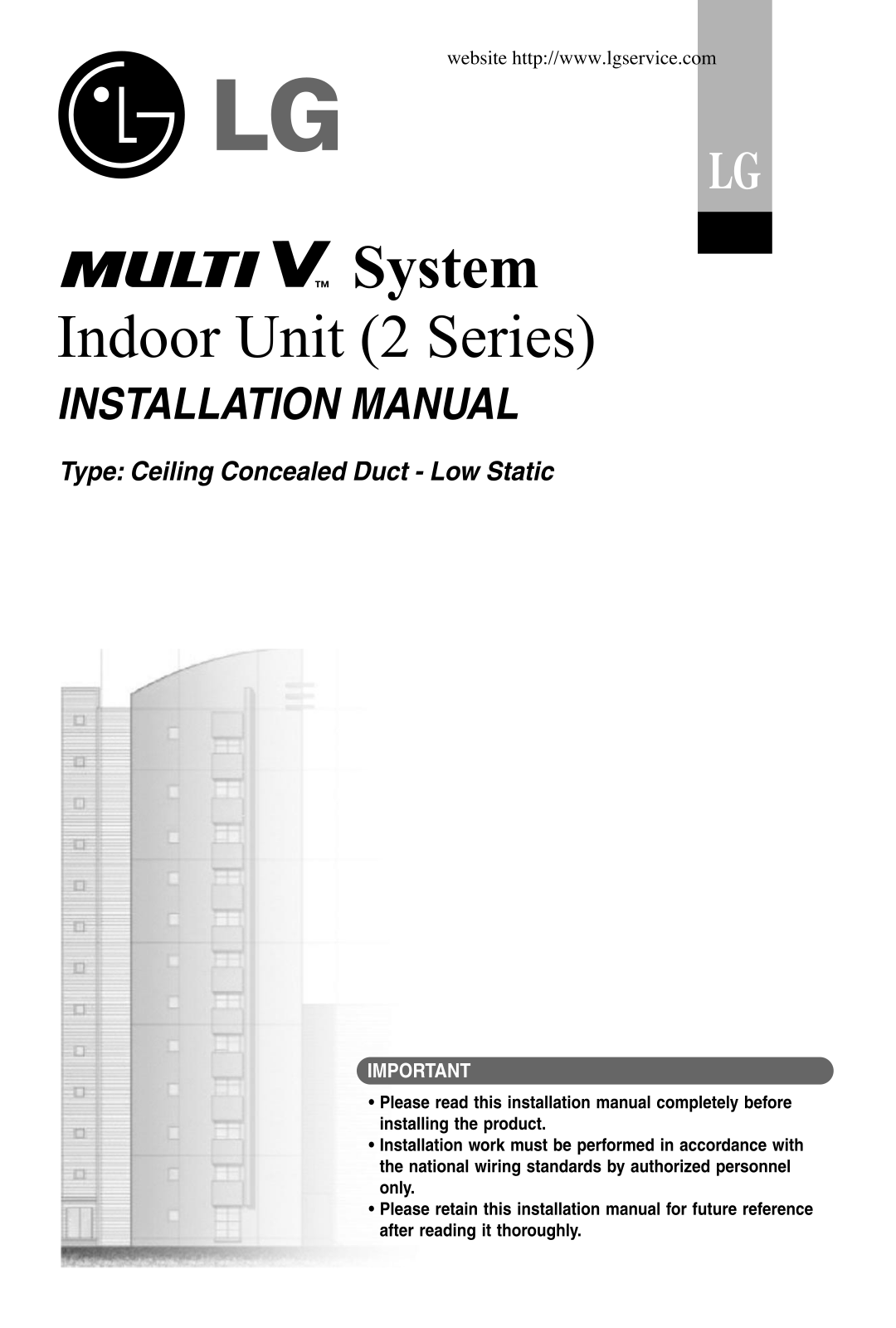 LG JRNU09GB1G2 INSTALLATION MANUAL