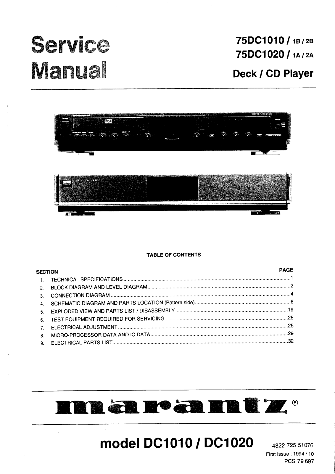 Marantz DC-1010 Service Manual