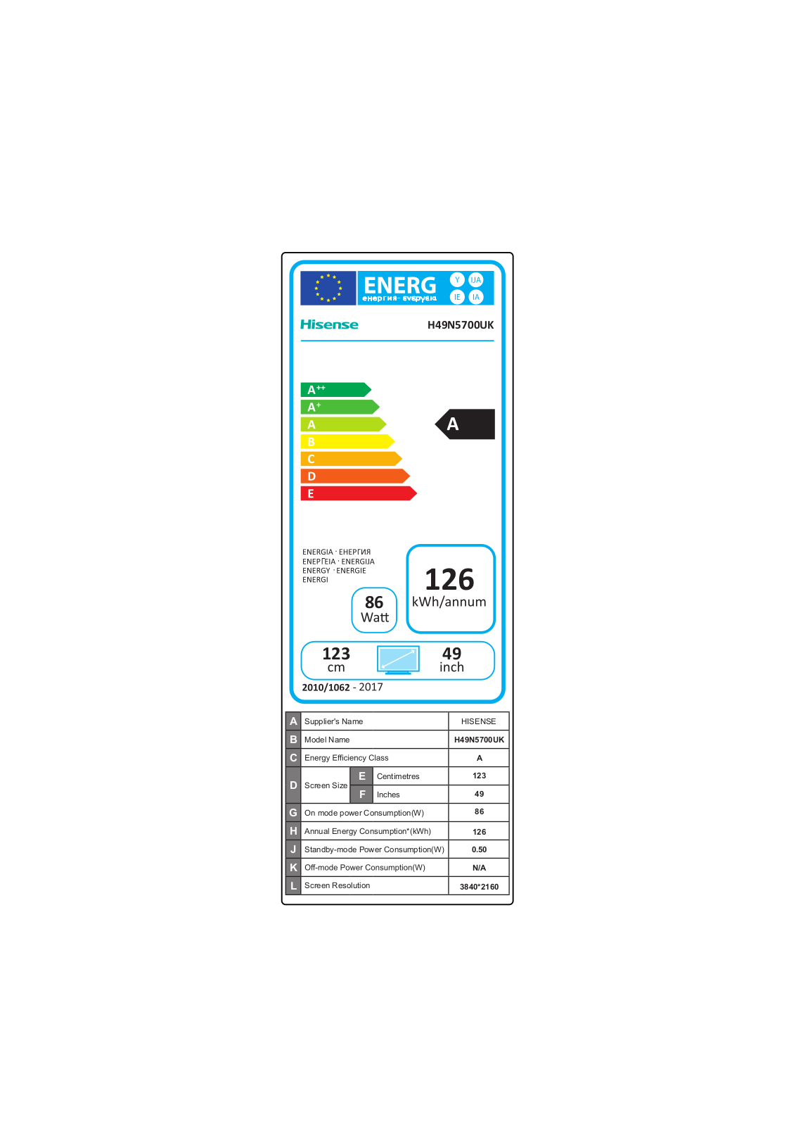 hisense H49N5700UK Instruction manual