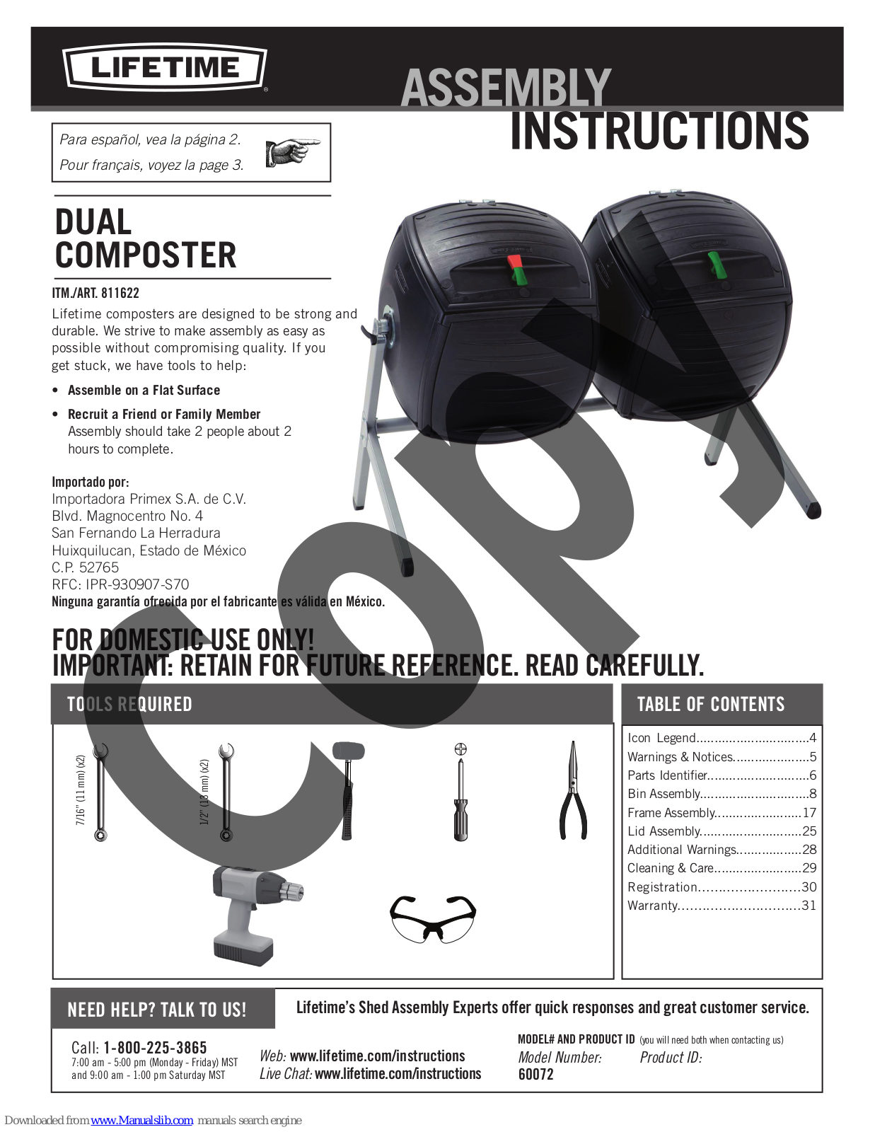 Lifetime 60072 Assembly Instructions Manual