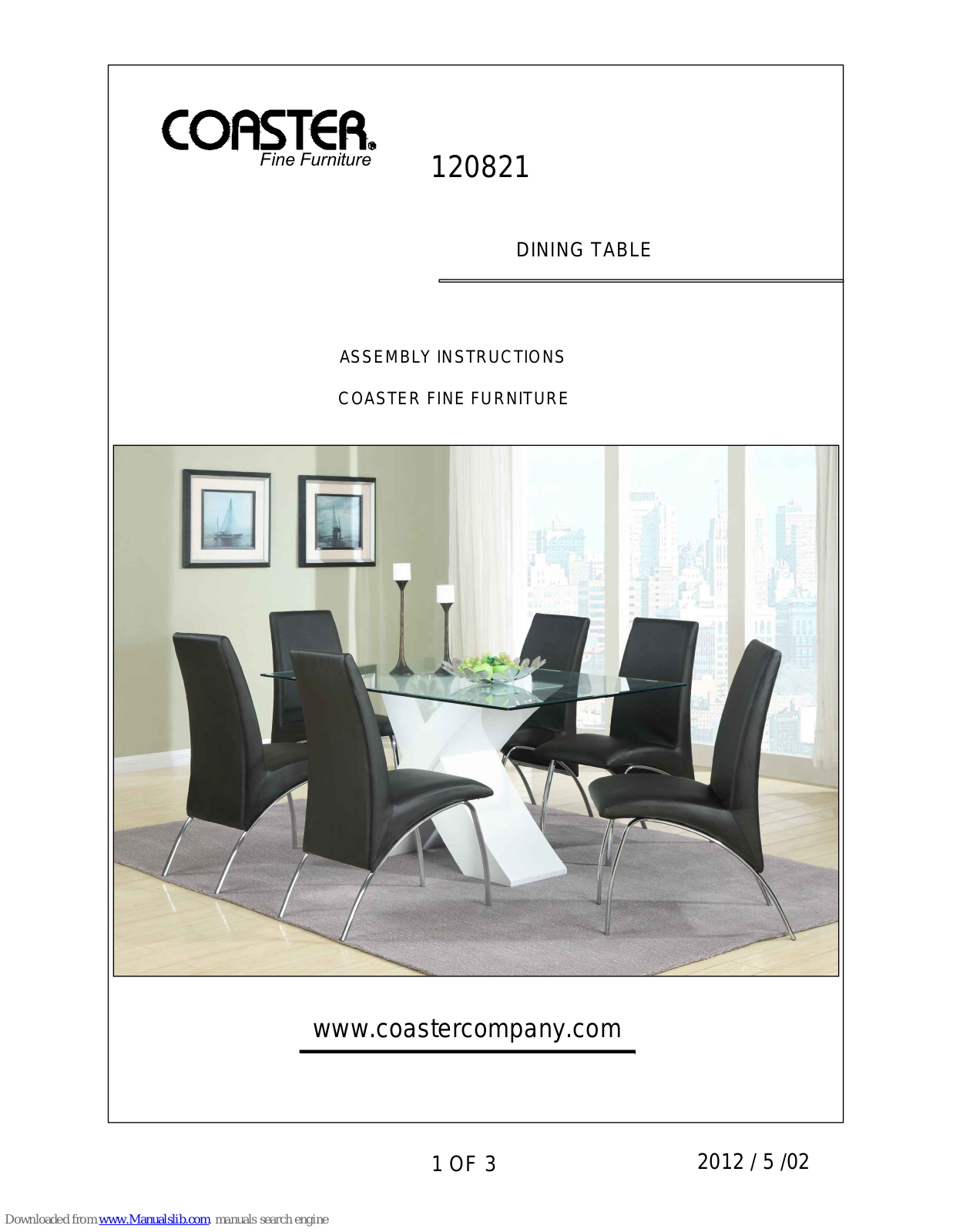 Coaster 120821 Assembly Instructions Manual