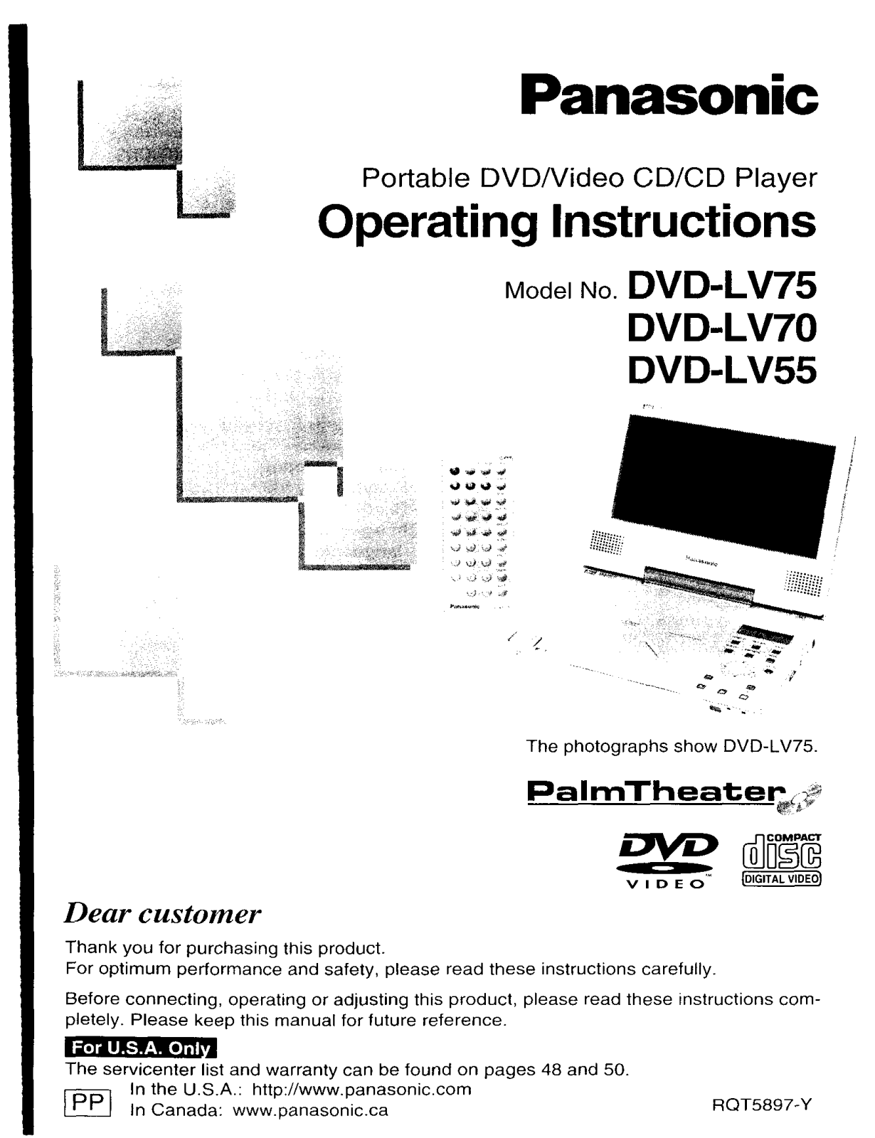 Panasonic DVD-LV75, DVD-LV70, DVD-LV55 Owner’s Manual
