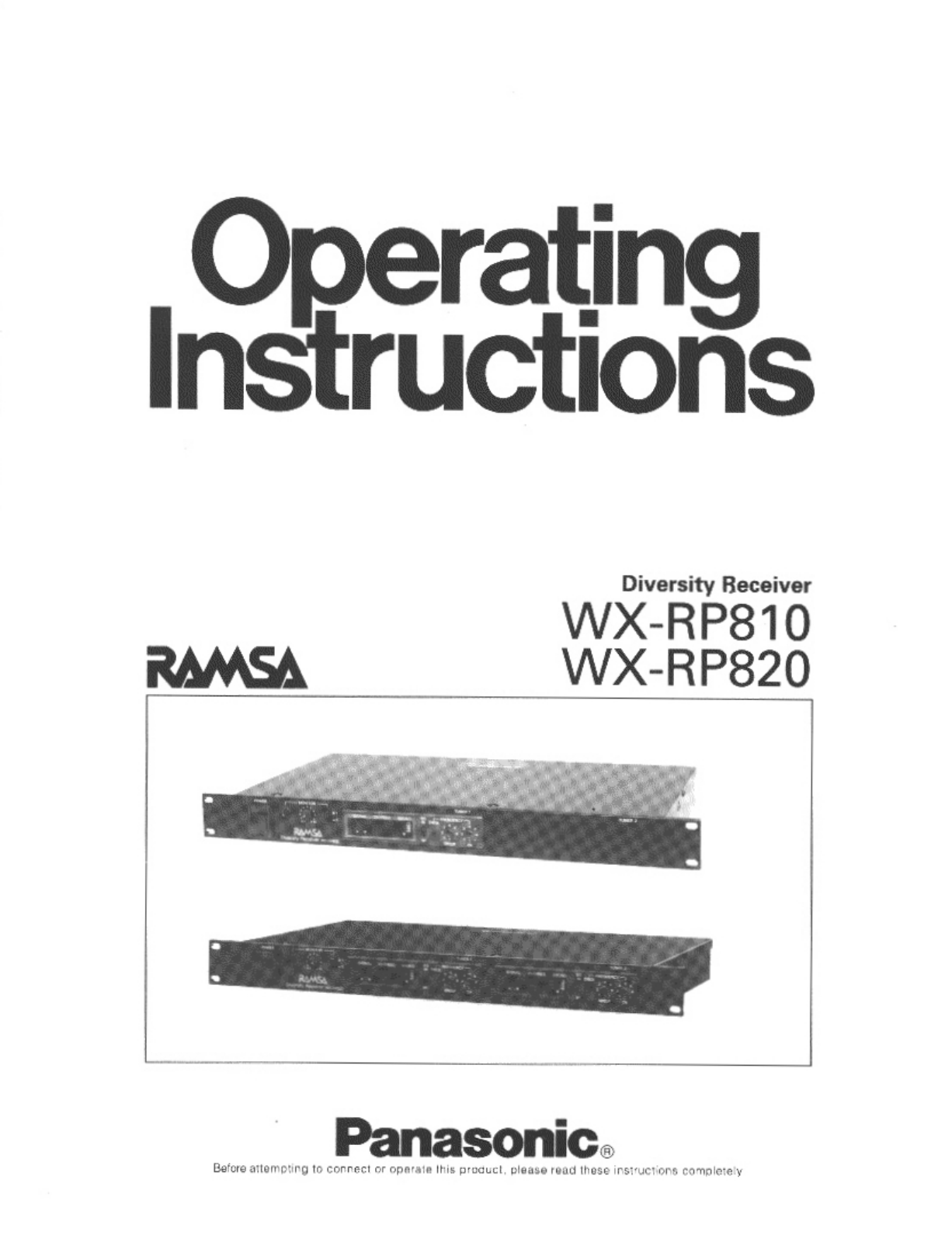 Panasonic WX-RP820 User Manual