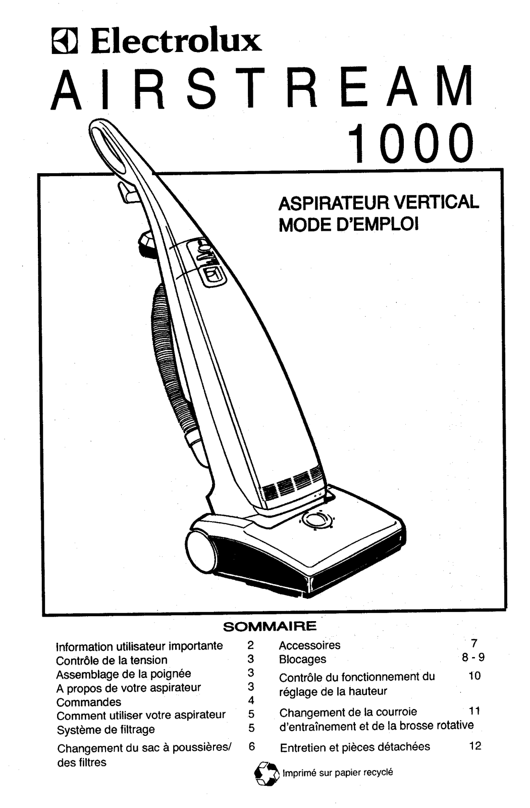 electrolux Airstream 1000 User Manual