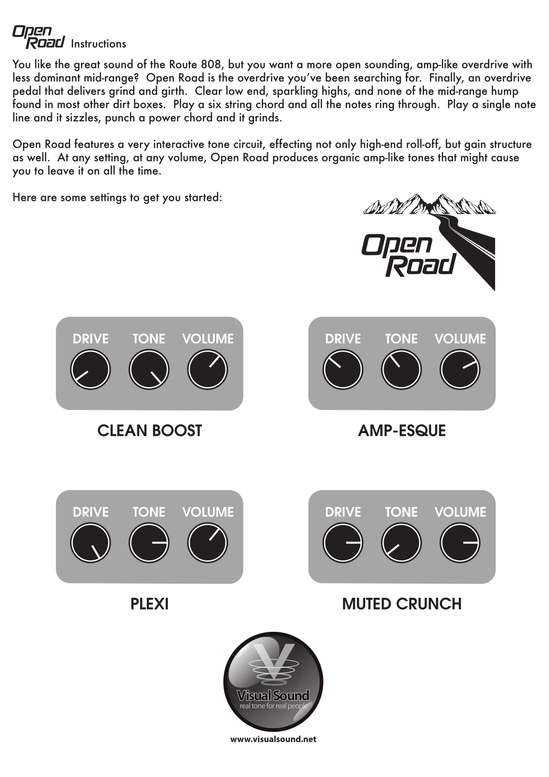 Visual Sound Open Road Instruction Manual