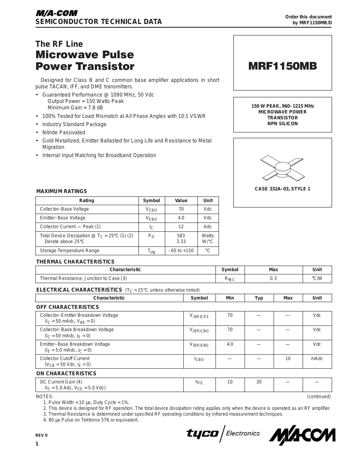 M A COM MRF1150MB Datasheet