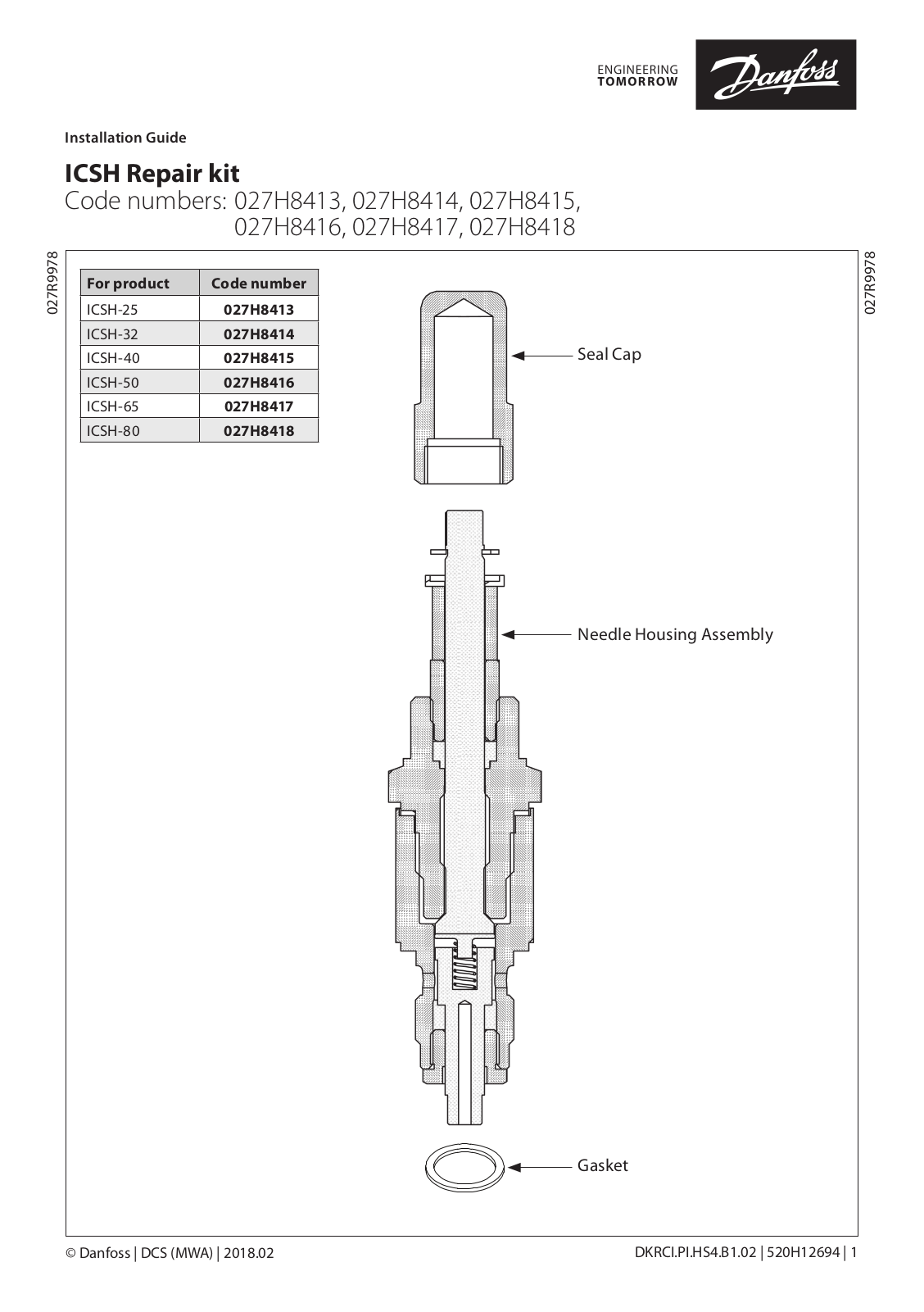 Danfoss ICSH-25, ICSH-32, ICSH-40, ICSH-50, ICSH-65 Installation guide