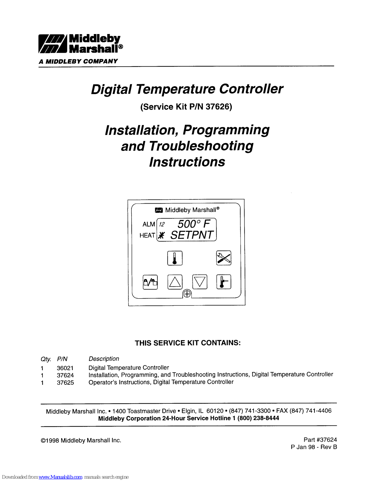 Middleby Marshall 37626 Troubleshooting Manual