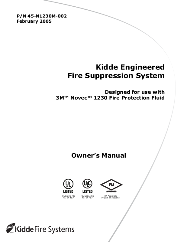 Kidde Fire Suppression System User Manual