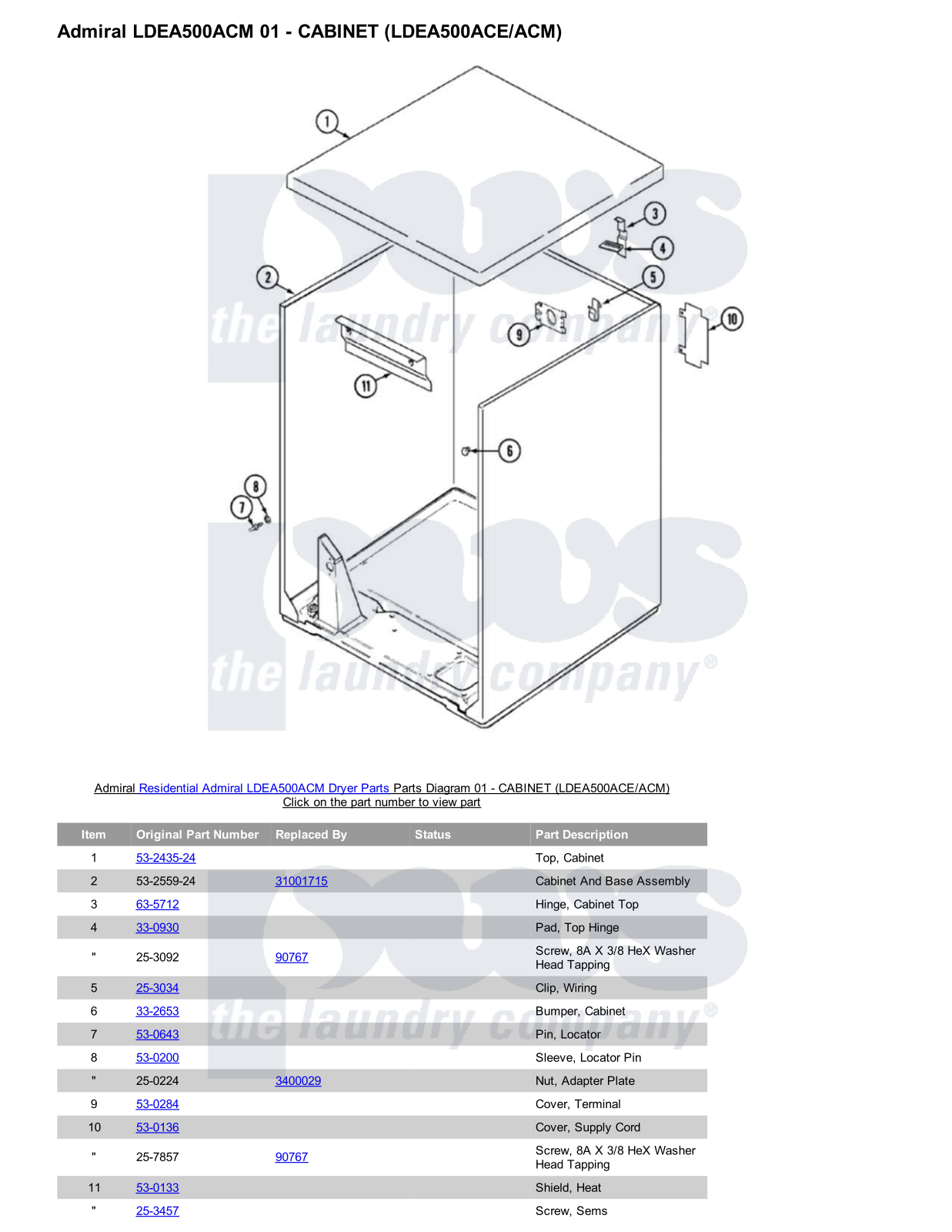 Admiral LDEA500ACM Parts Diagram