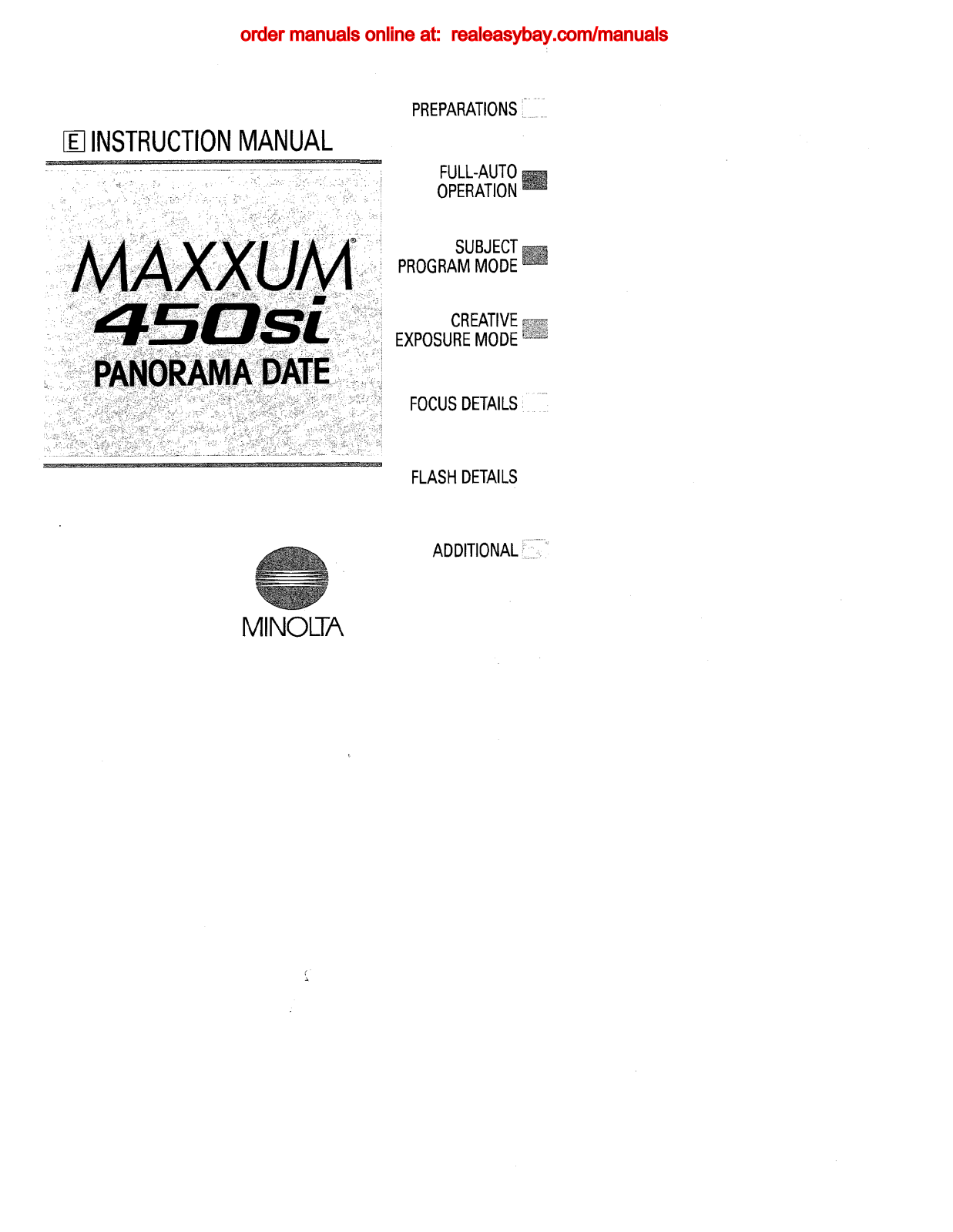 Minolta MAXXUM 450SI instruction Manual