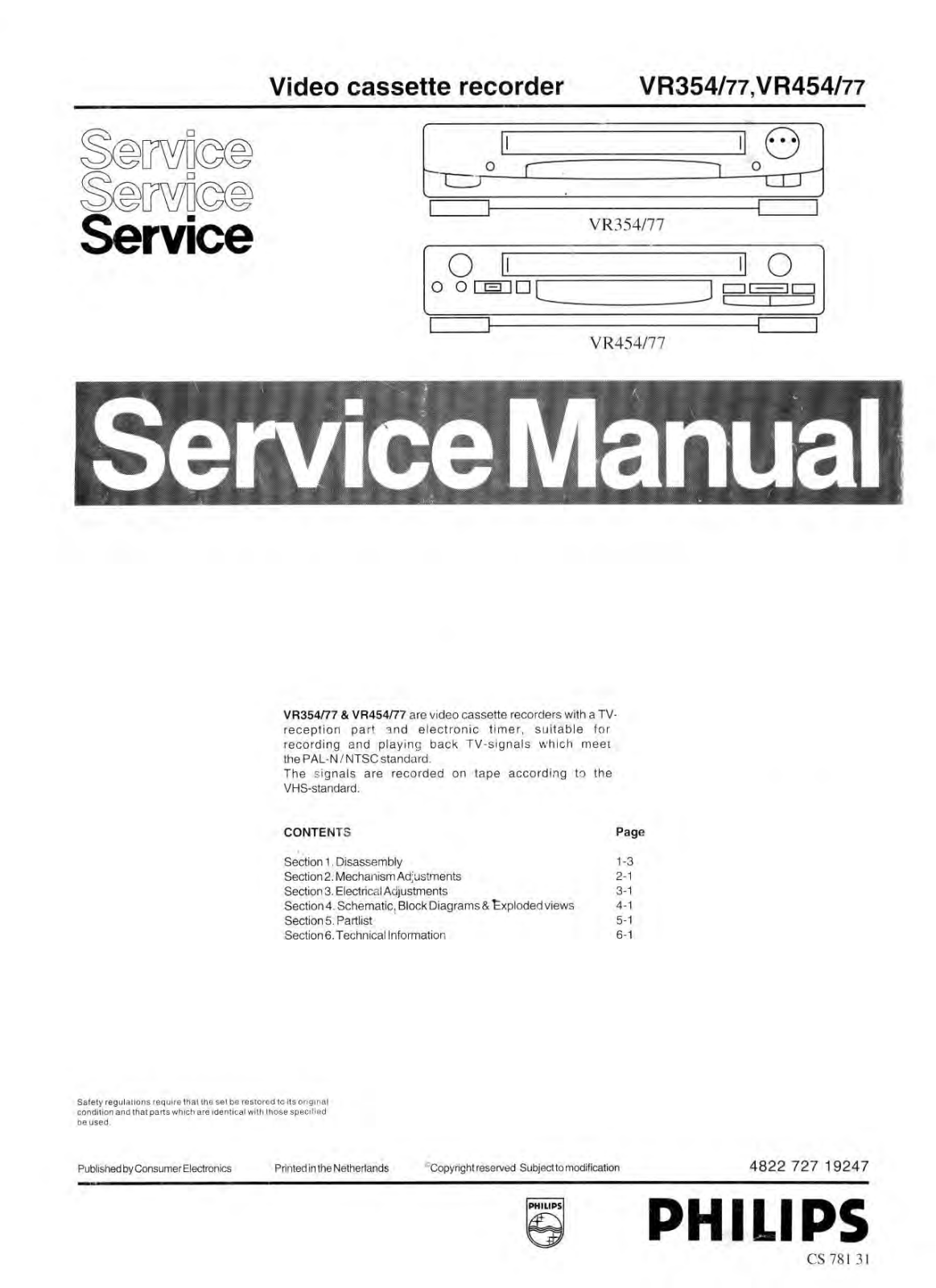 Philips VR354/77, VR454/77 Schematic