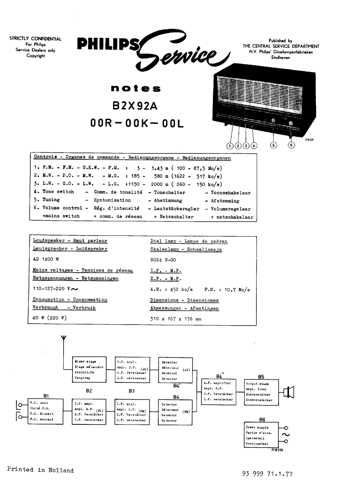 Philips B-2-X-92-A Service Manual