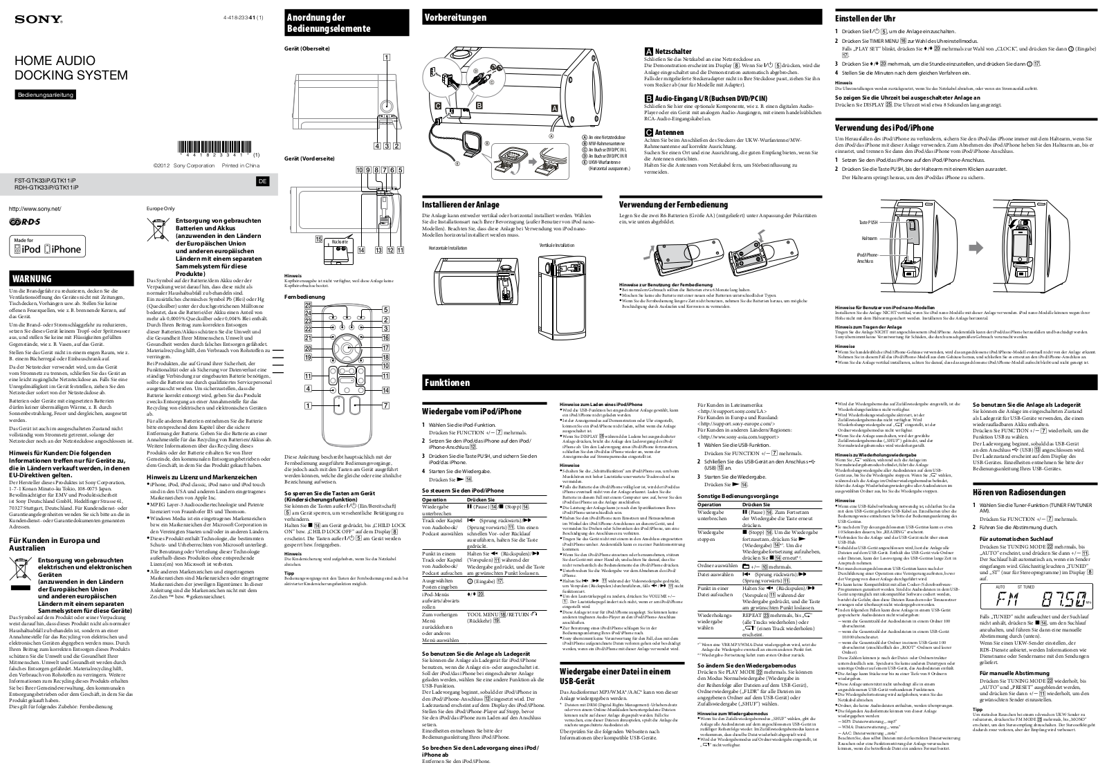 Sony RDH-GTK11IP User Manual