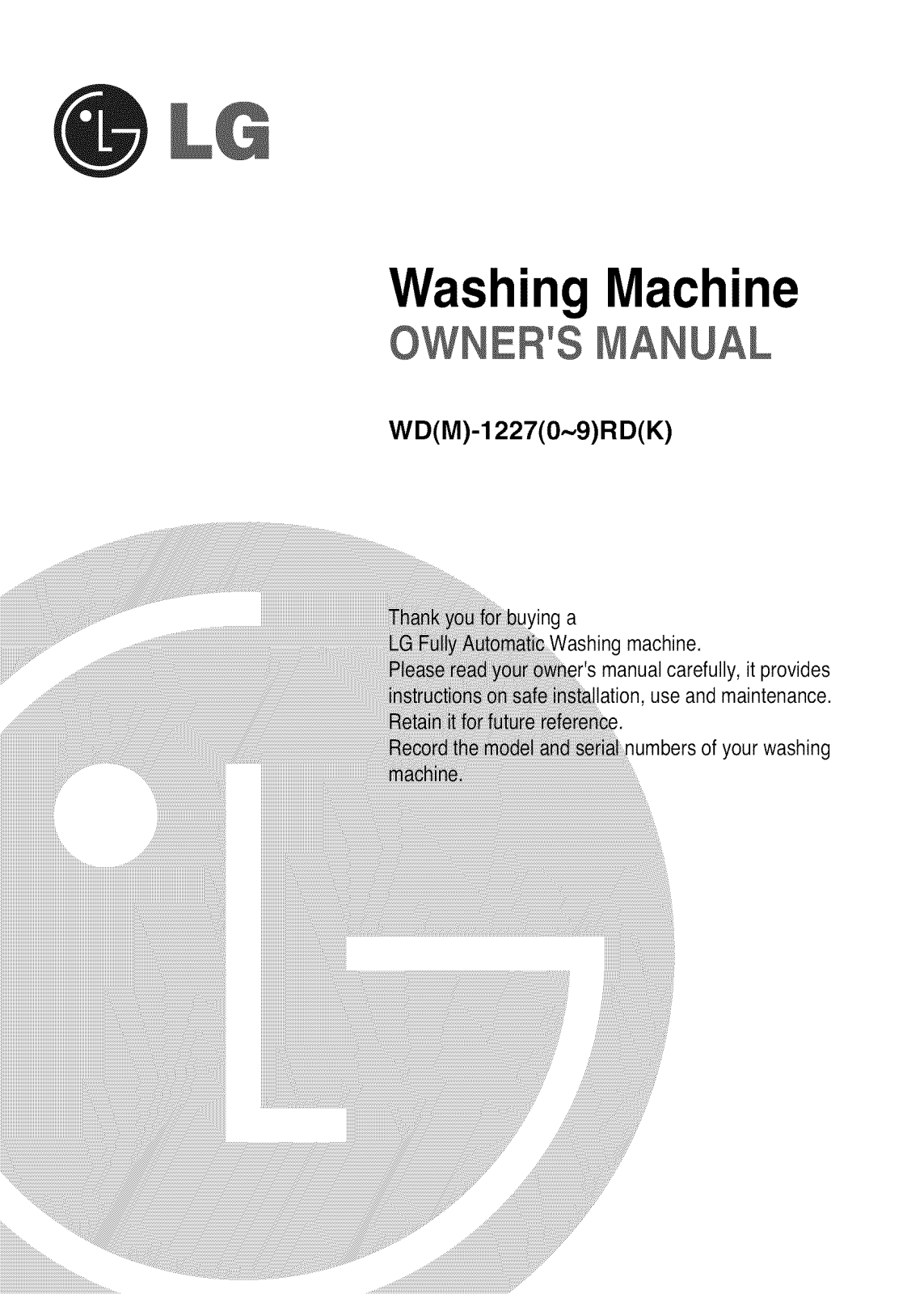 LG WD-1227RD Owner's Manual