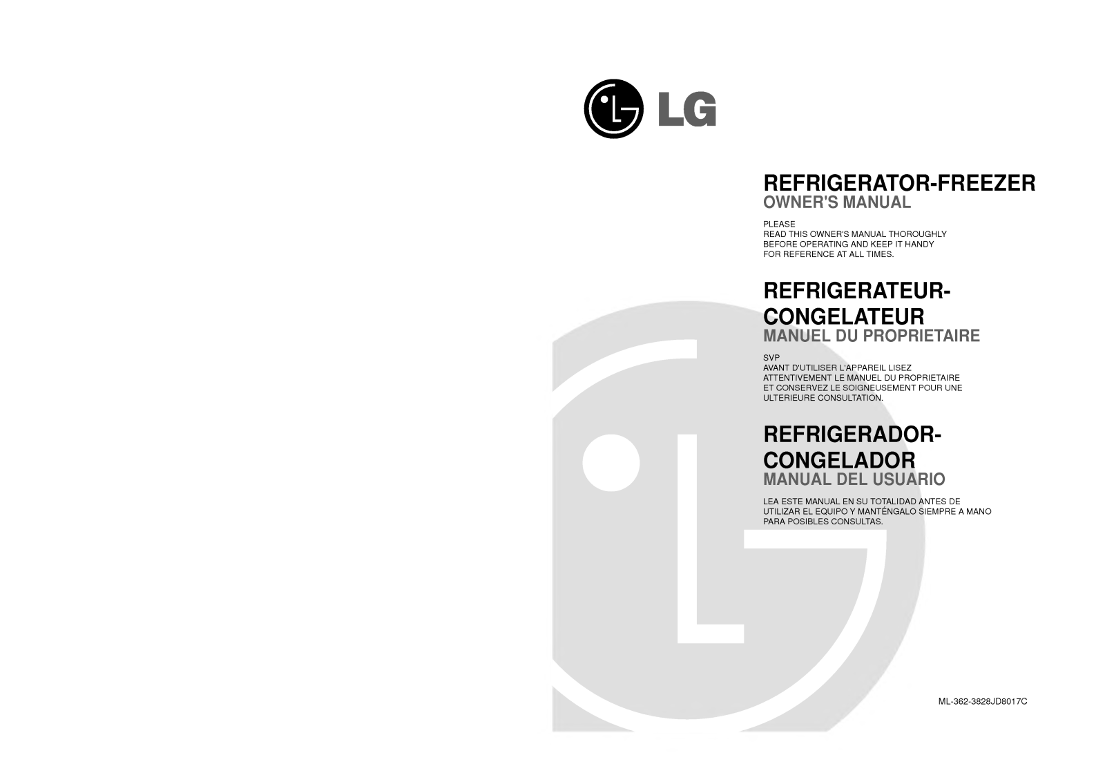 Lg GR-362SF, GR-362M Instructions Manual