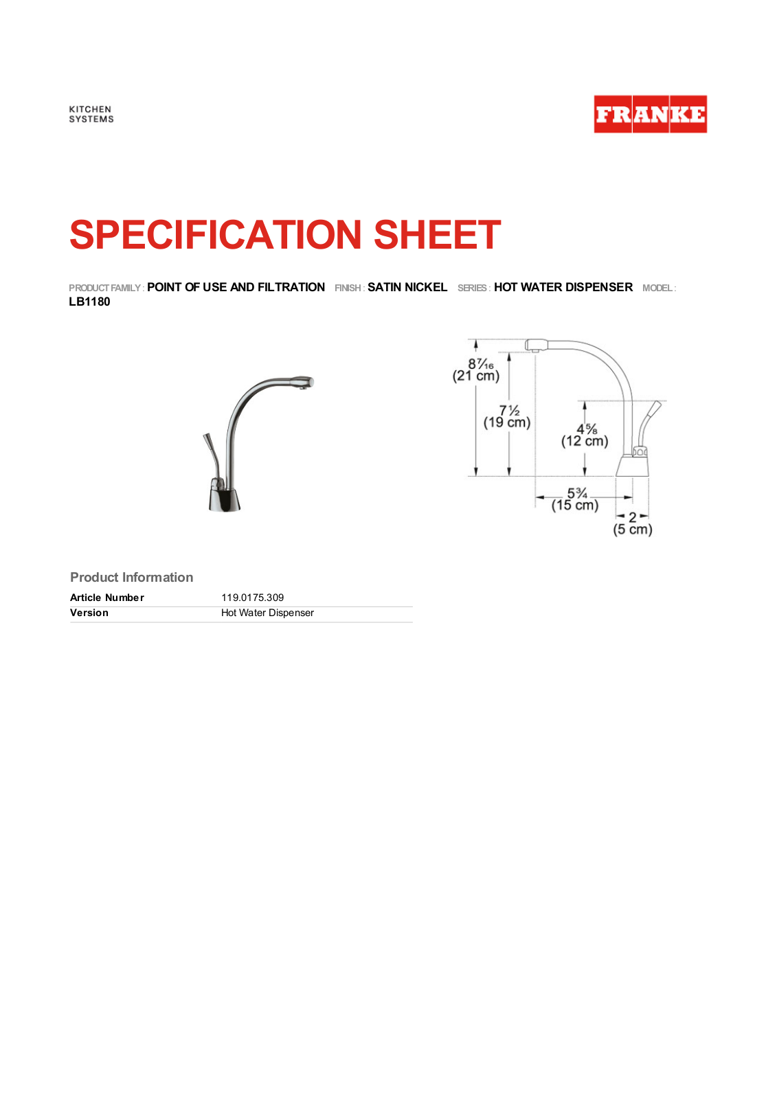 Franke Foodservice LB1180 User Manual