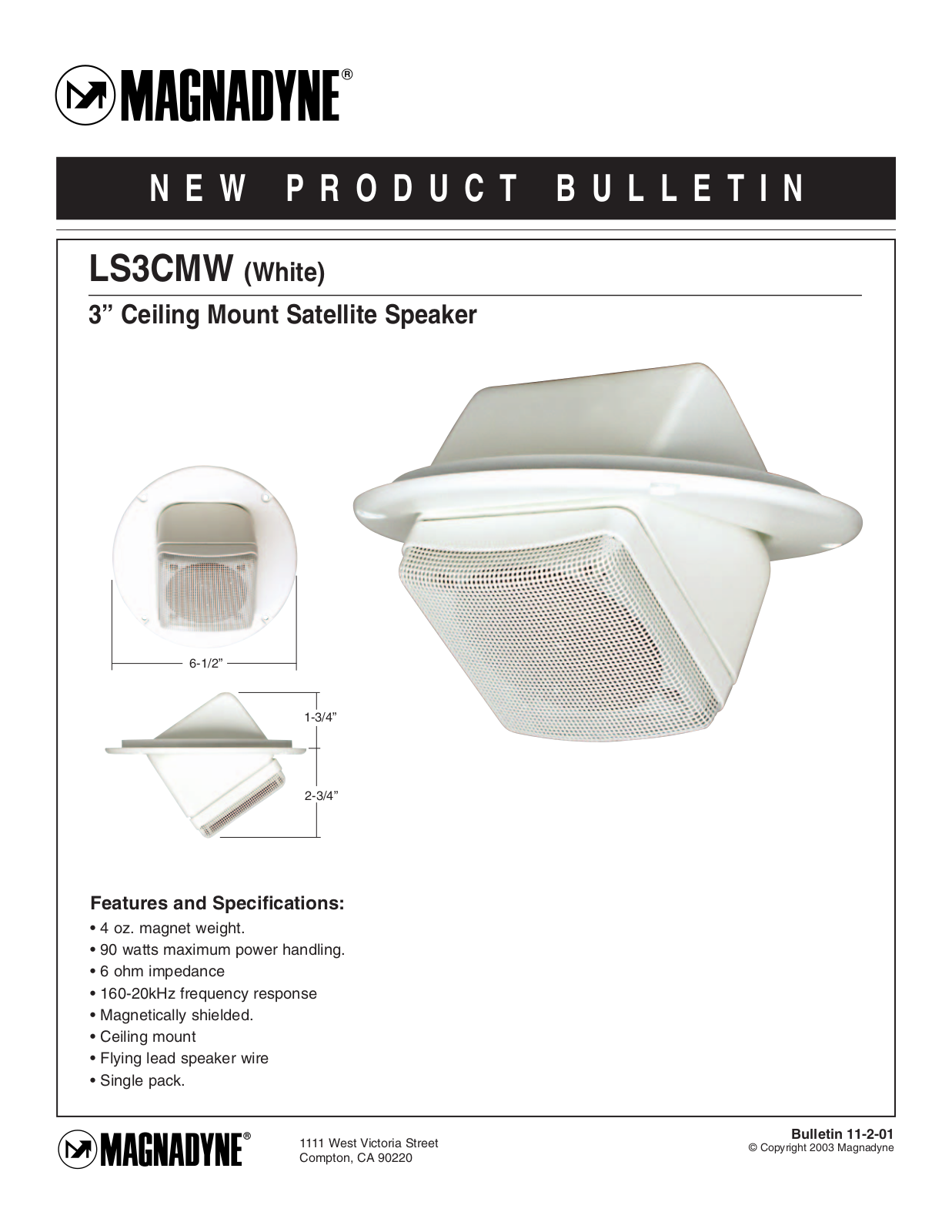 Magnadyne LS3CMW User Manual