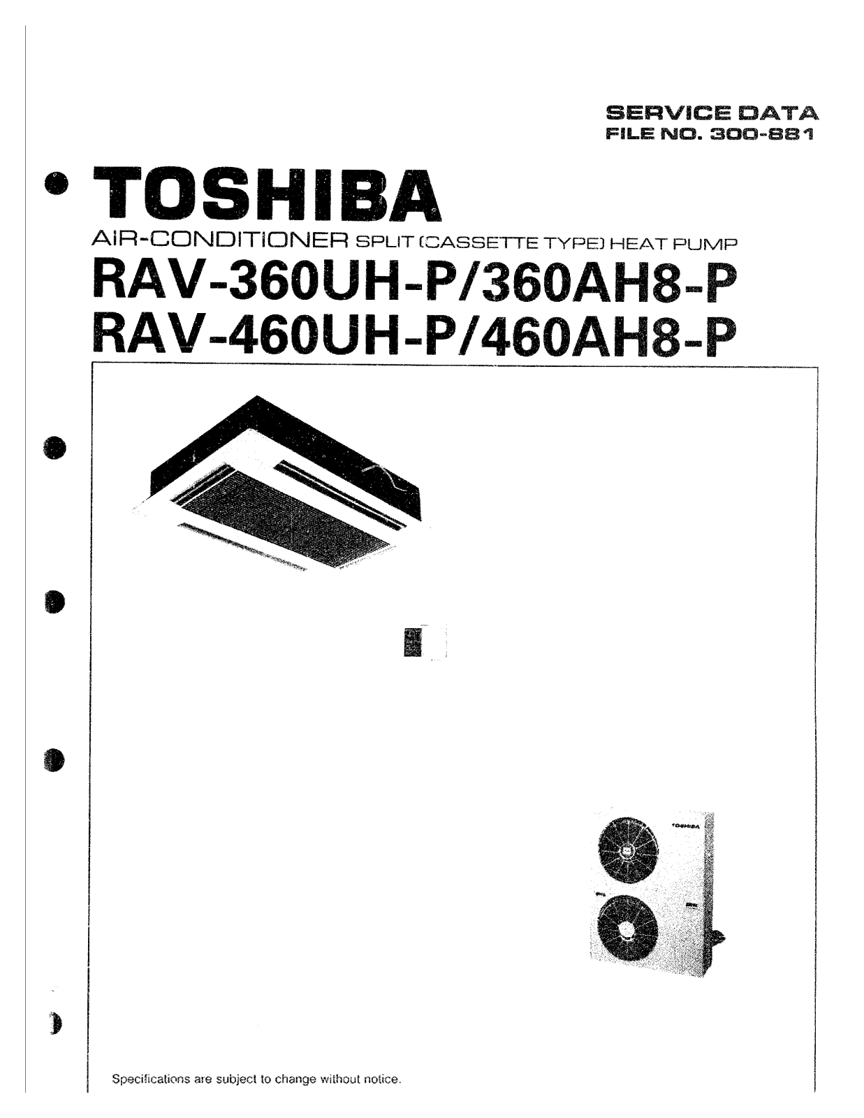 Toshiba RAV-460UH-P, RAV-460AH8-P SERVICE MANUAL
