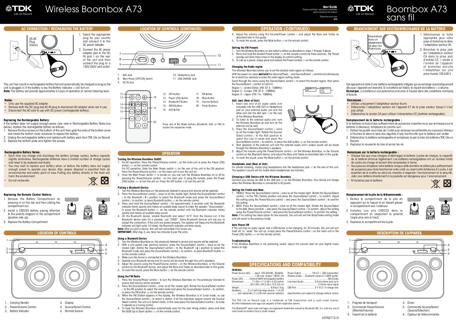 TDK A73 User Manual