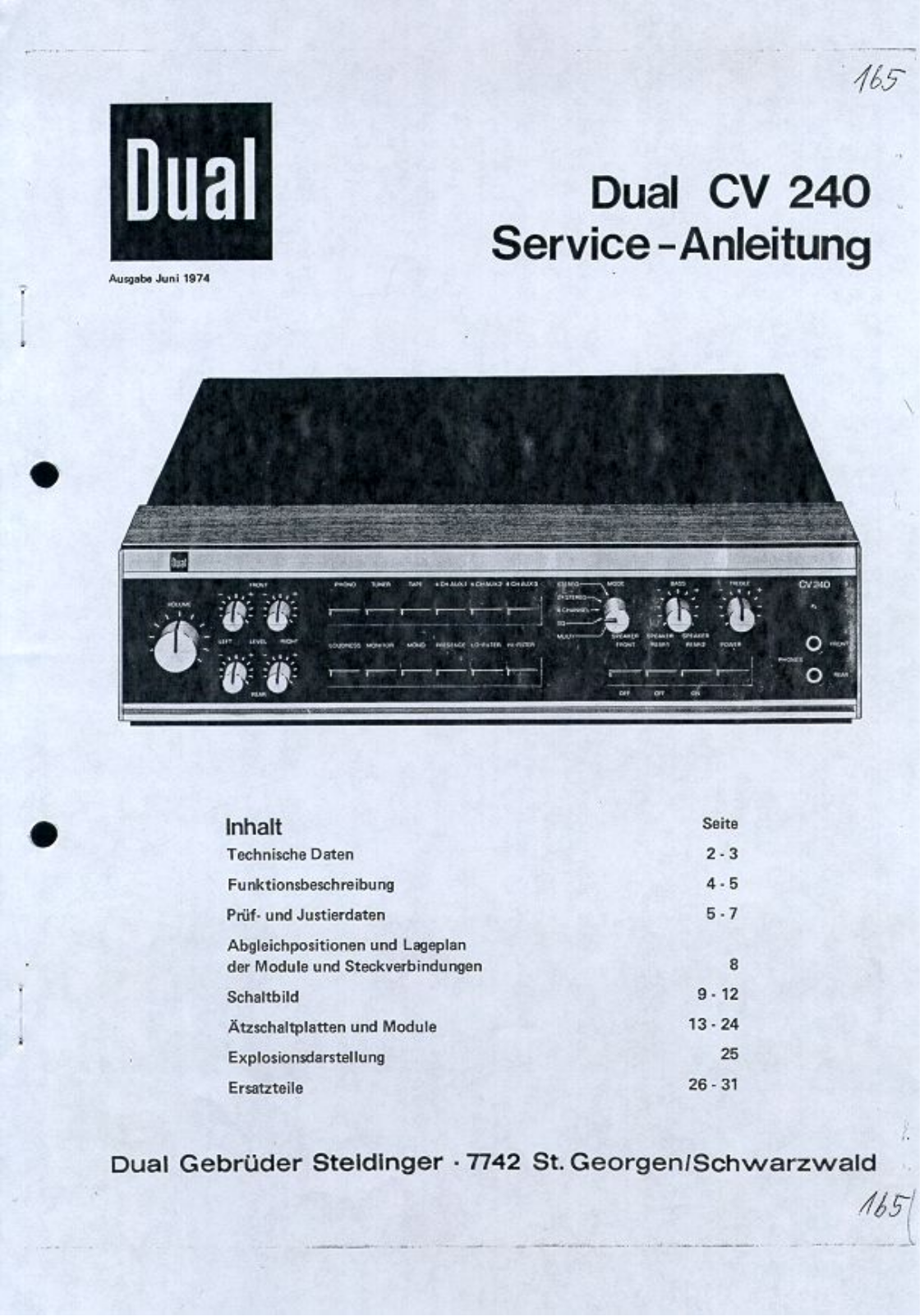 Dual CV-240 Service manual