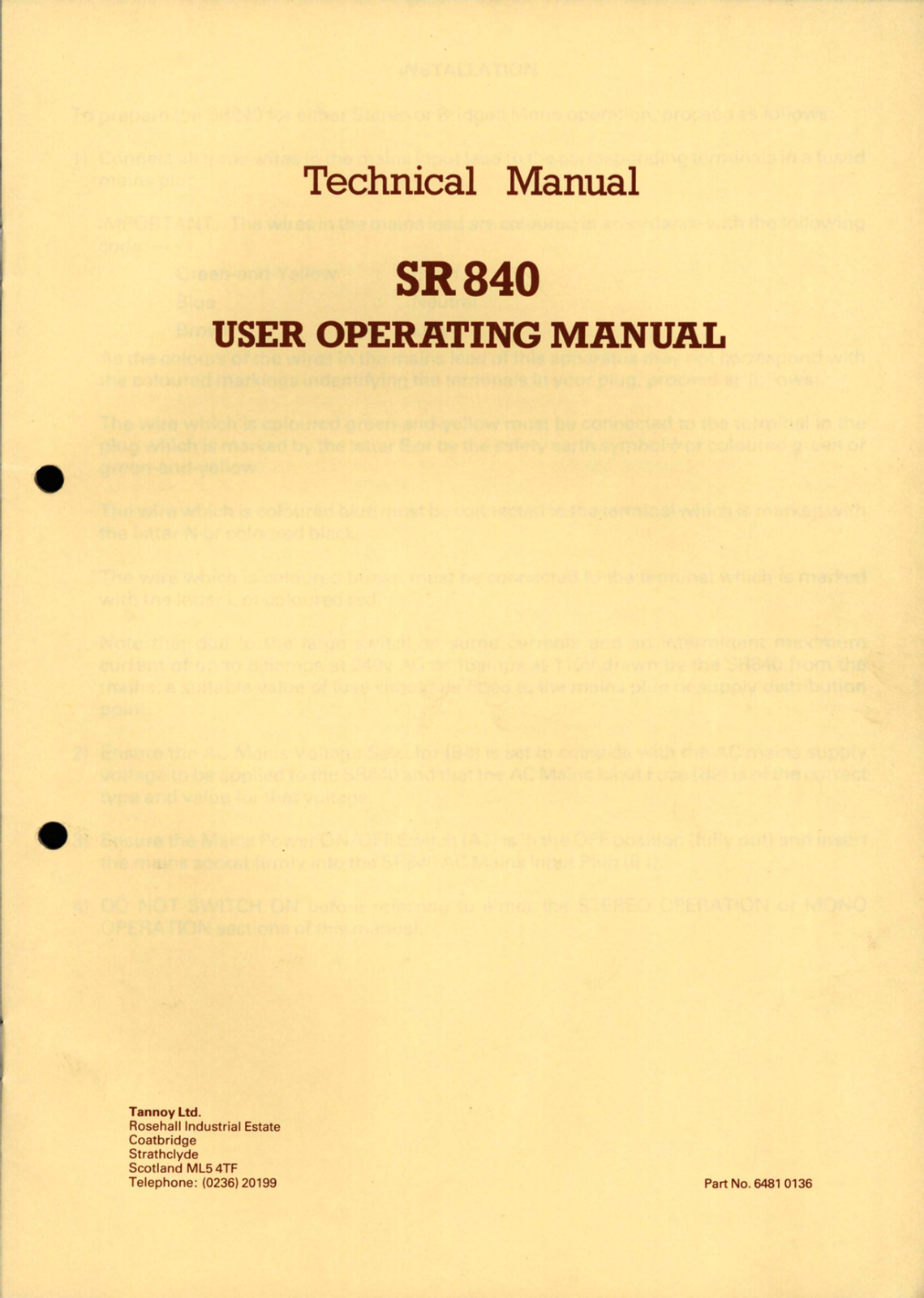 Tannoy SRC840 User Manual
