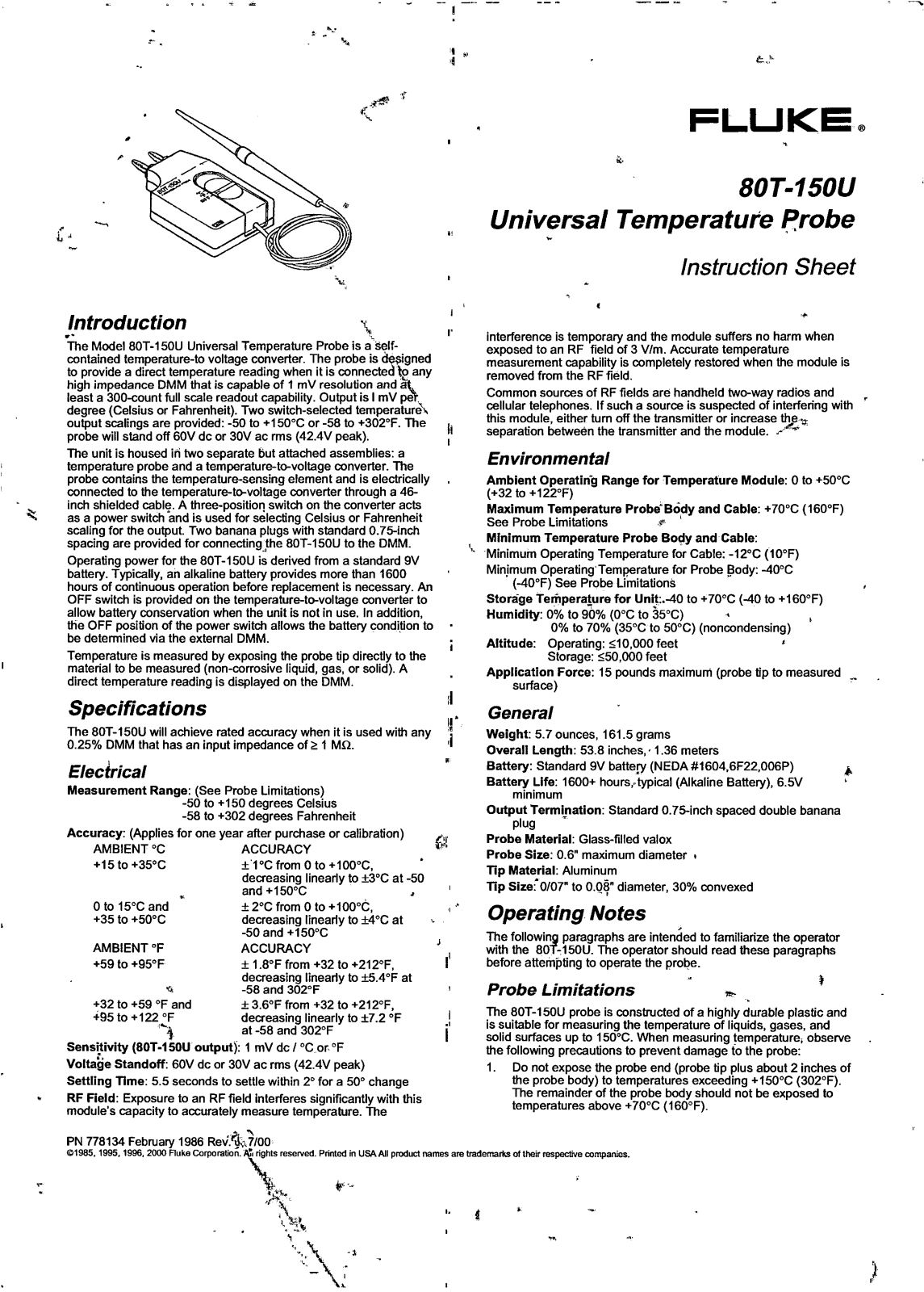 Fluke 80t, 150u schematic