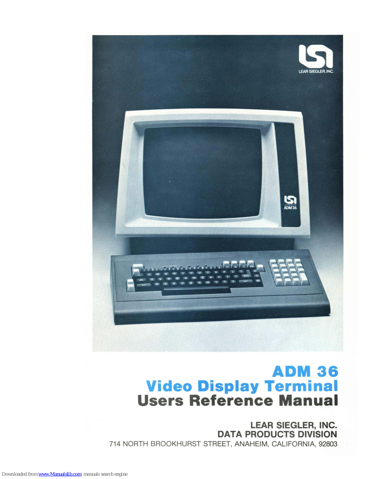Lear Siegler ADM 36 User's Reference Manual - ManualMachine.com