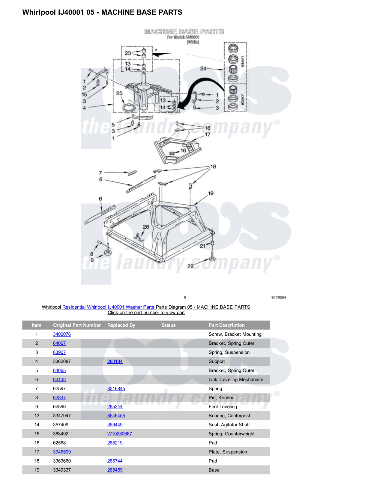 Whirlpool IJ40001 Parts Diagram