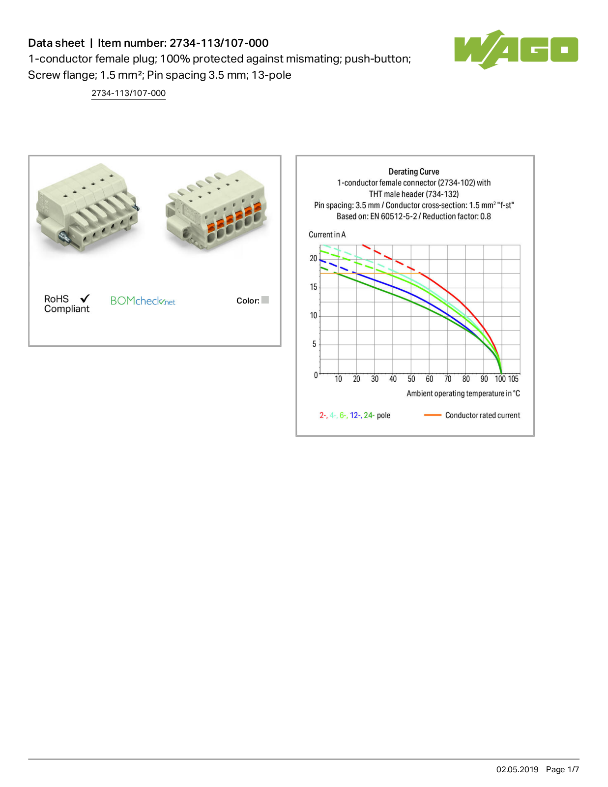 Wago 2734-113/107-000 Data Sheet