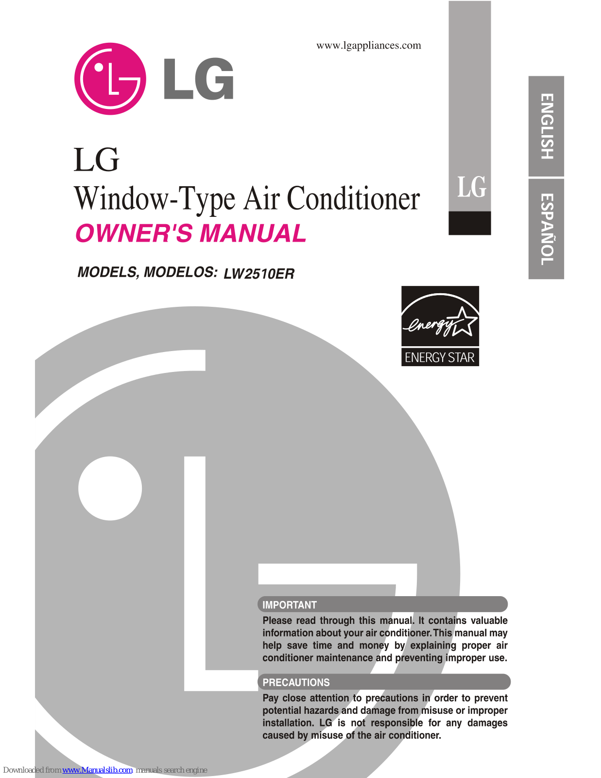 LG LW2511ER, LW2510ER Owner's Manual