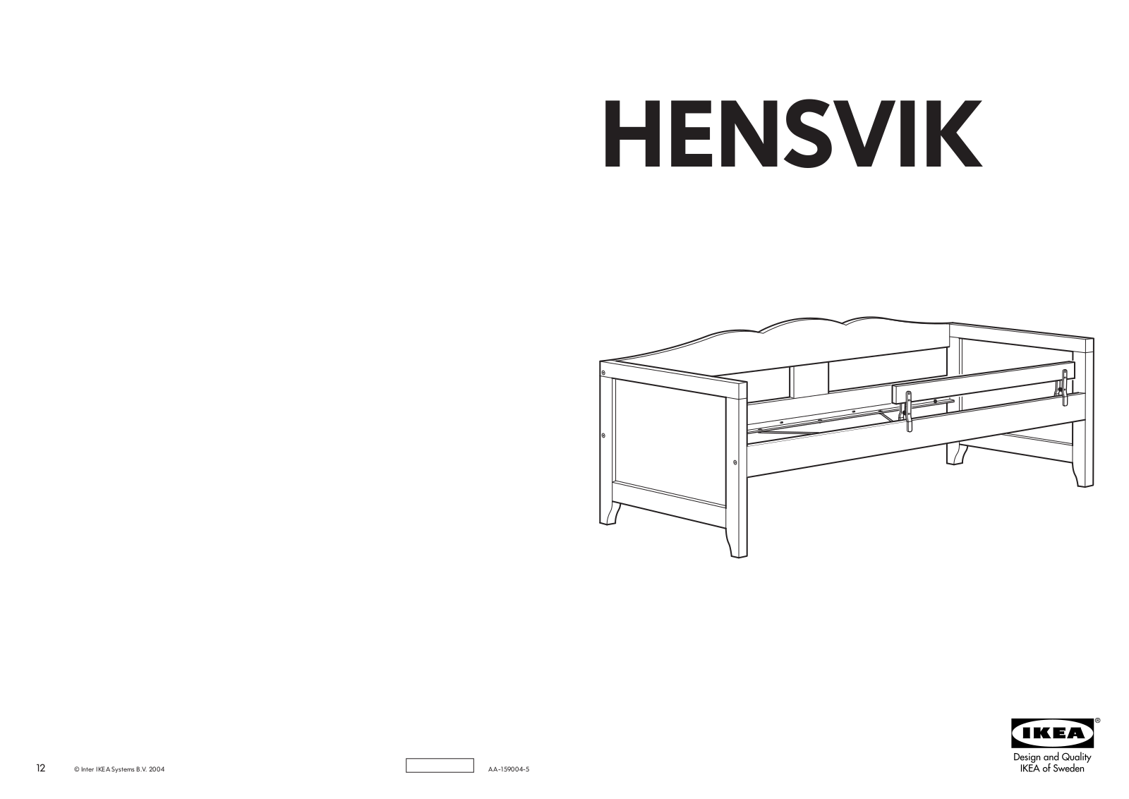 IKEA HENSVIK BEDFRAME W-GAURD RAIL 28X63 Assembly Instruction