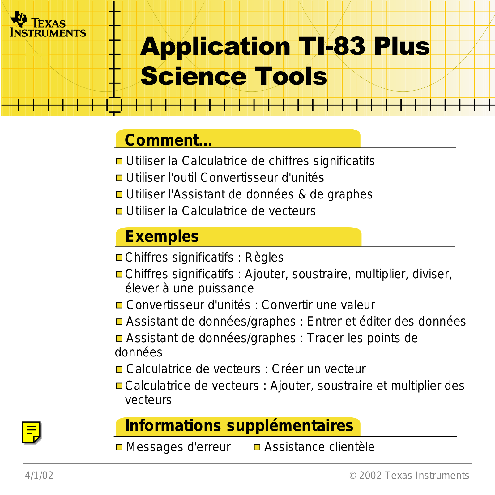 Texas instruments TI-84 PLUS SCIENCE TOOLS User Manual