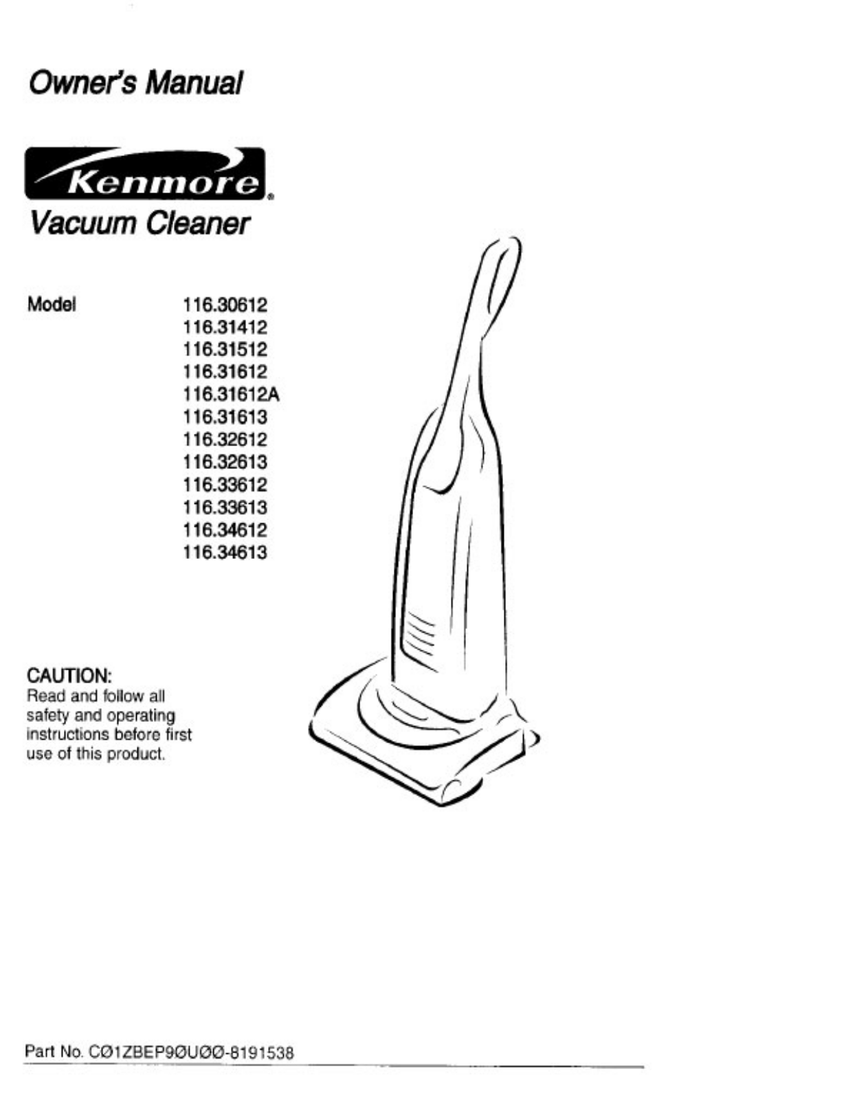 Kenmore 116.33612300 Owner's Manual