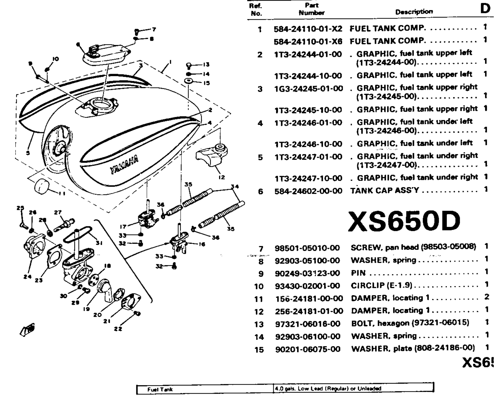 Yamaha XS650 1970-1979 Service Manual tankD