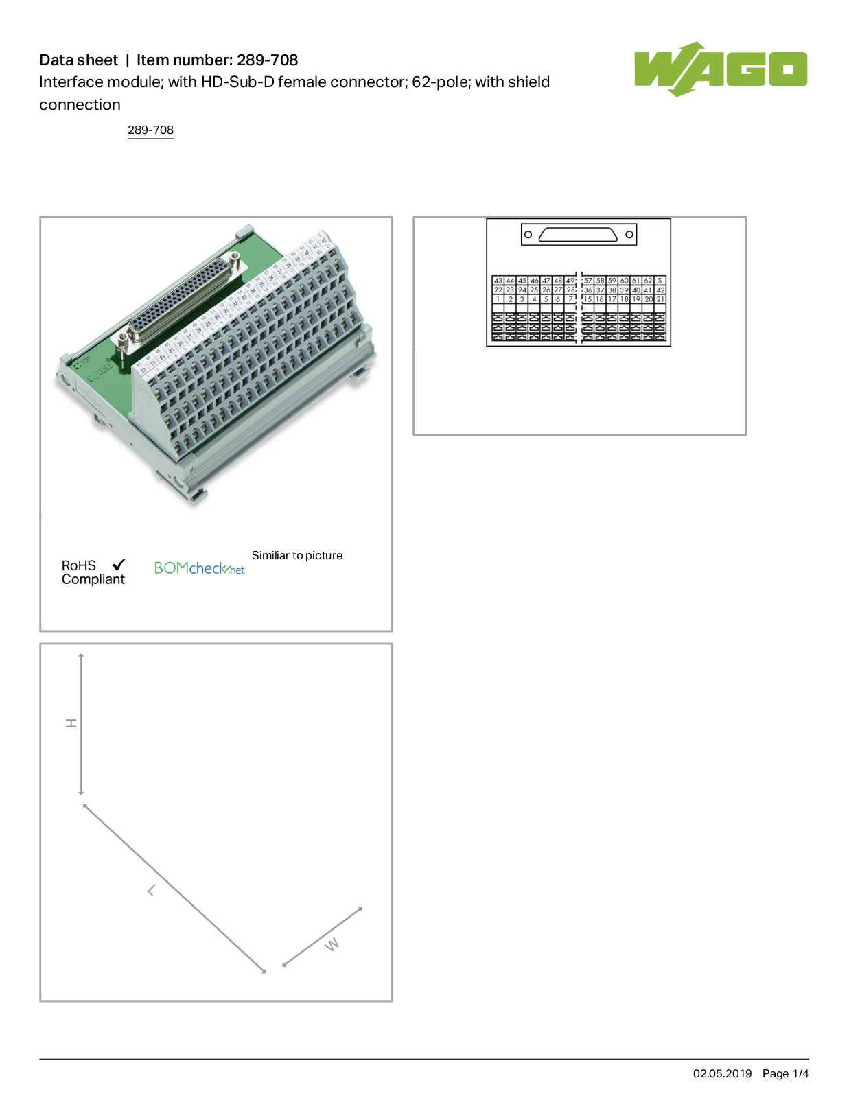 Wago 289-708 Data Sheet