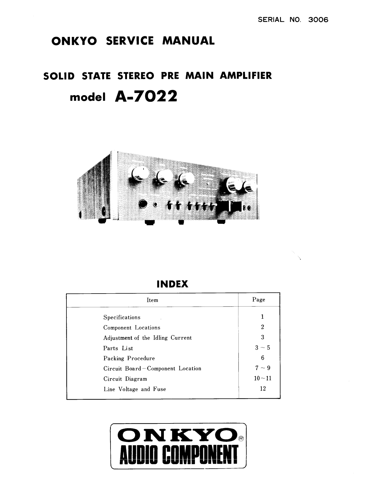 Onkyo A-7022 Service Manual