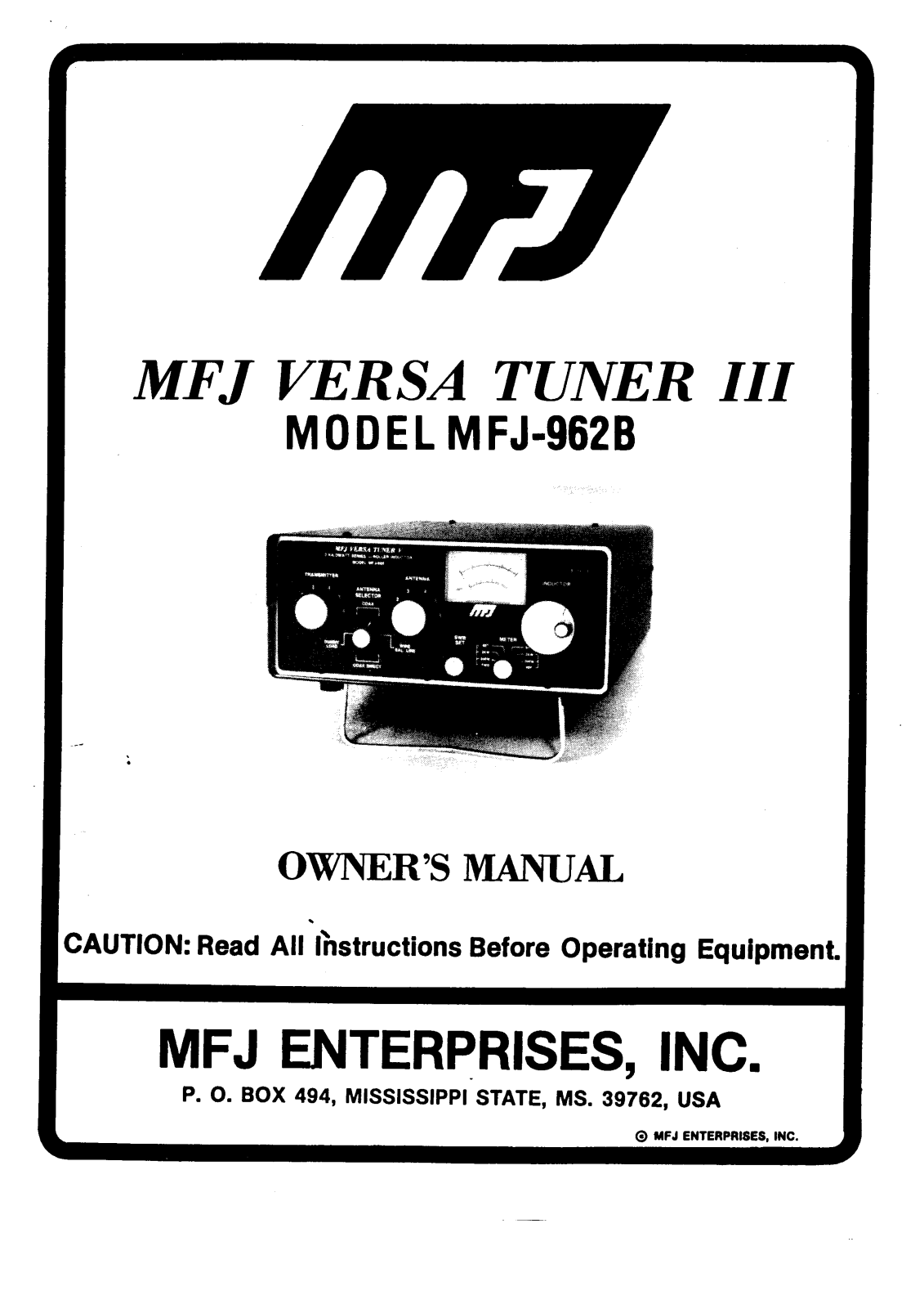MFJ MFJ-962B User guide - ManualMachine.com