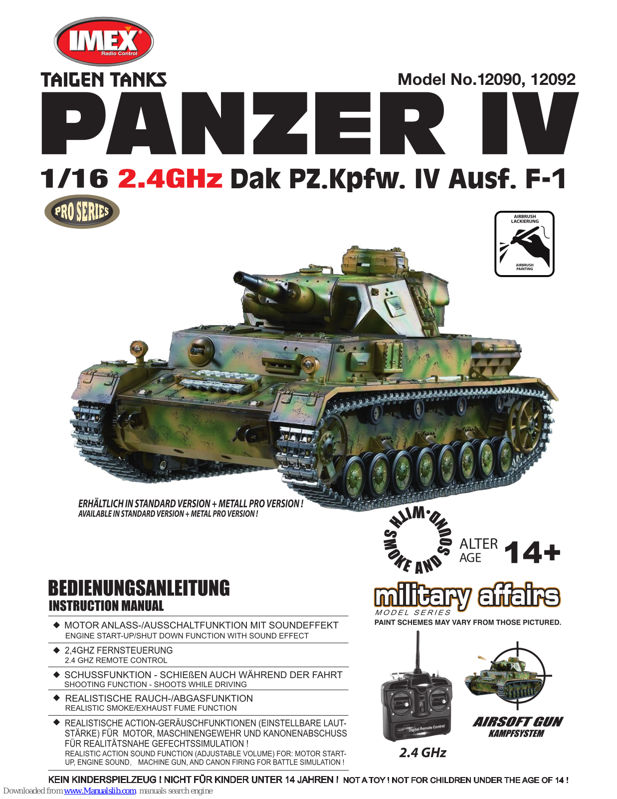 imex Panzer IV 12090, Panzer IV 12092 Instruction Manual