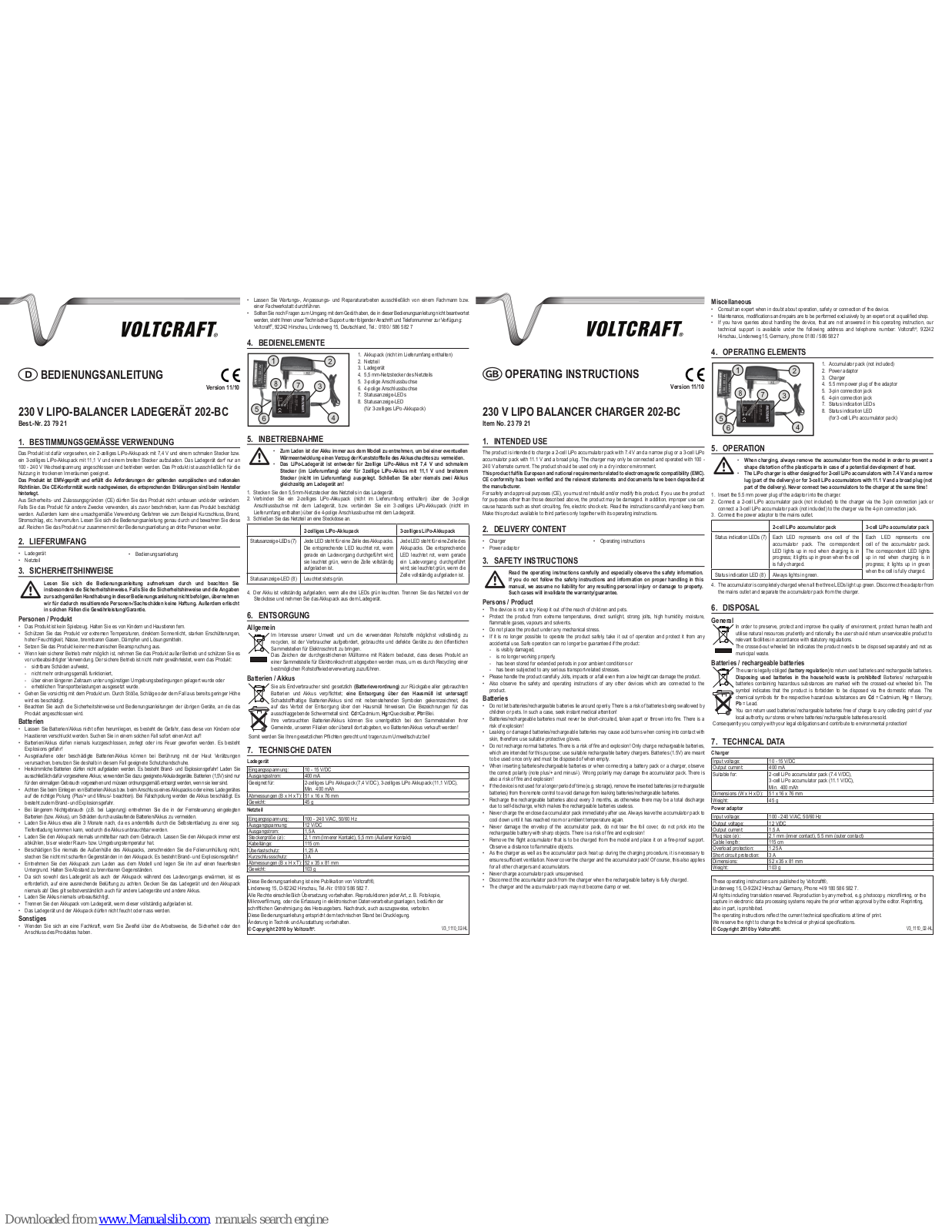 VOLTCRAFT 202-BC Operating Instructions Manual - ManualMachine.com