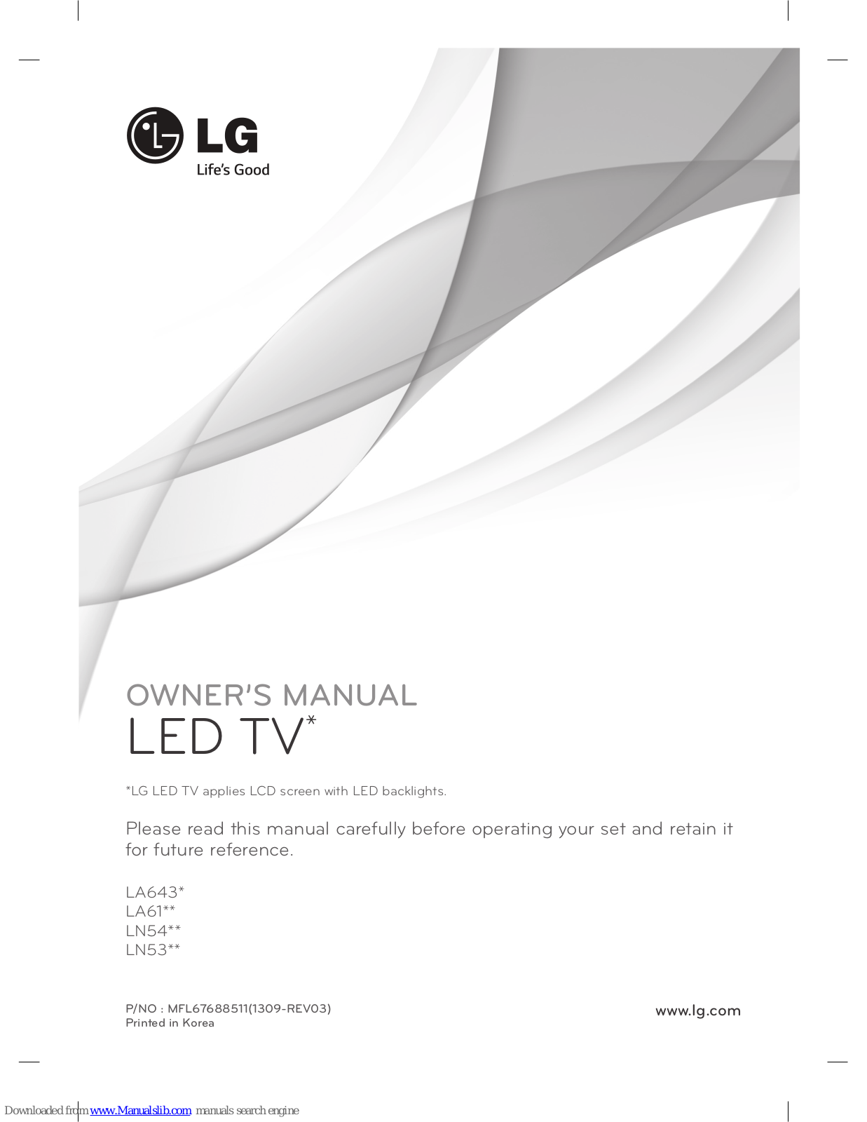 LG LA643x, LA61xx, LN54xx, LN53xx, LA643 Series Owner's Manual