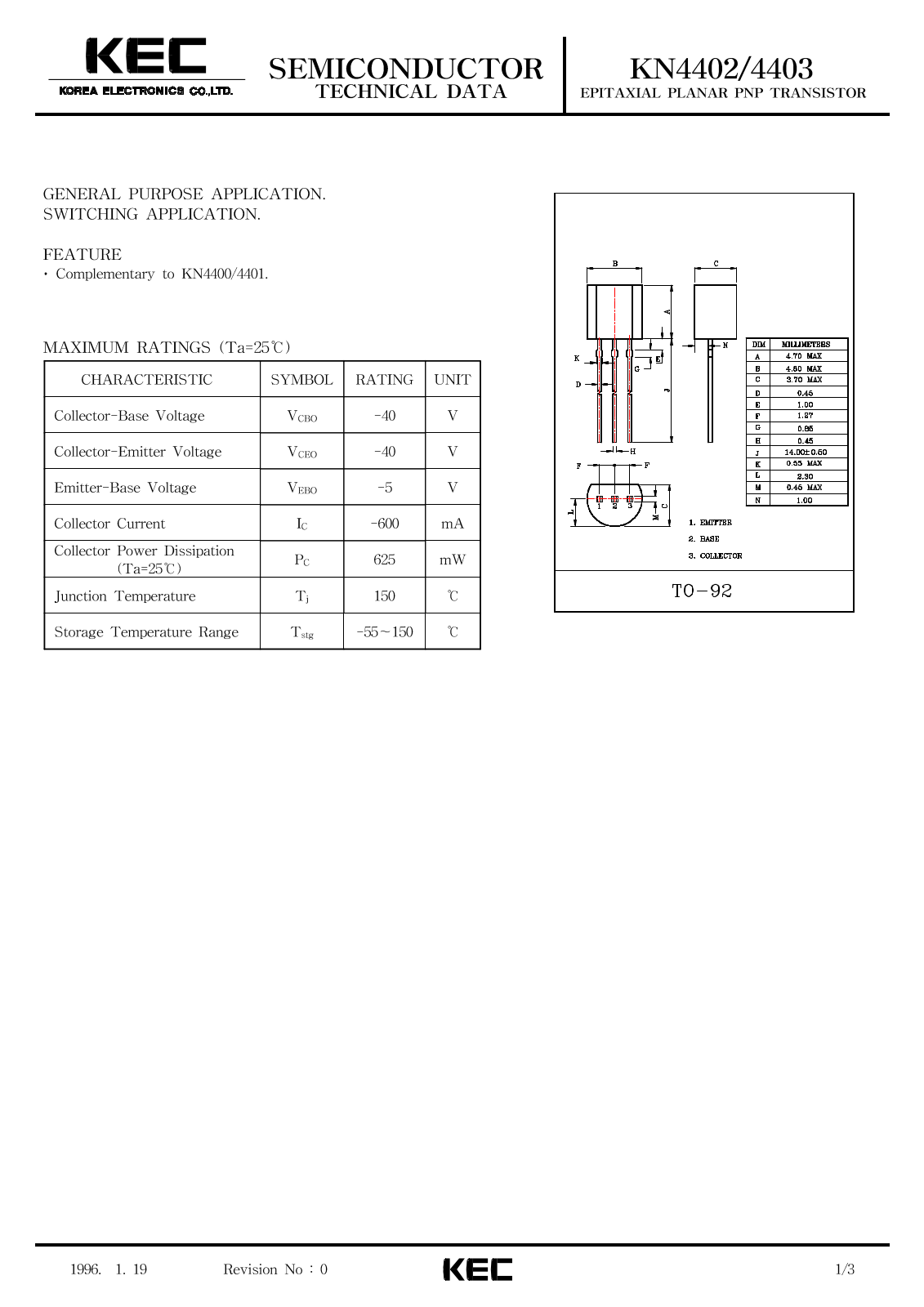 KEC KN4402, KN4403 Datasheet