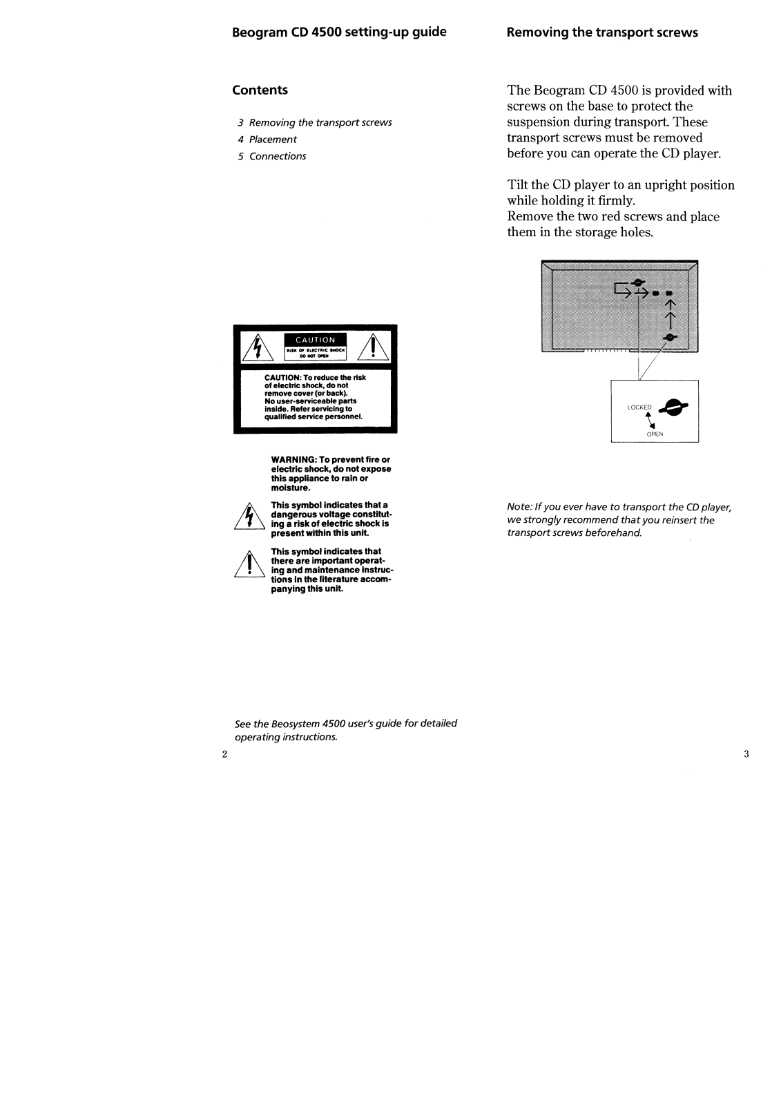 Bang and Olufsen Beogram CD-4500 Owners manual