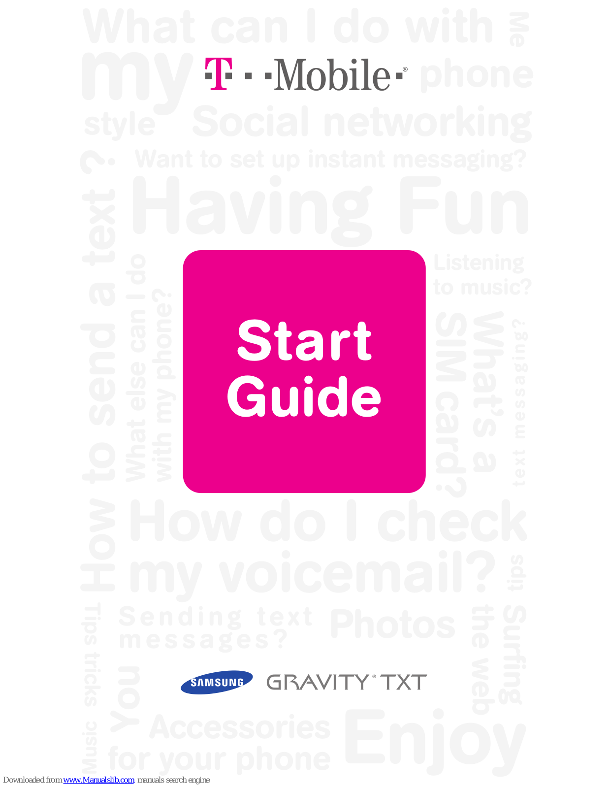 Samsung Gravity TXT, T-Mobile Gravity TXT Start Manual