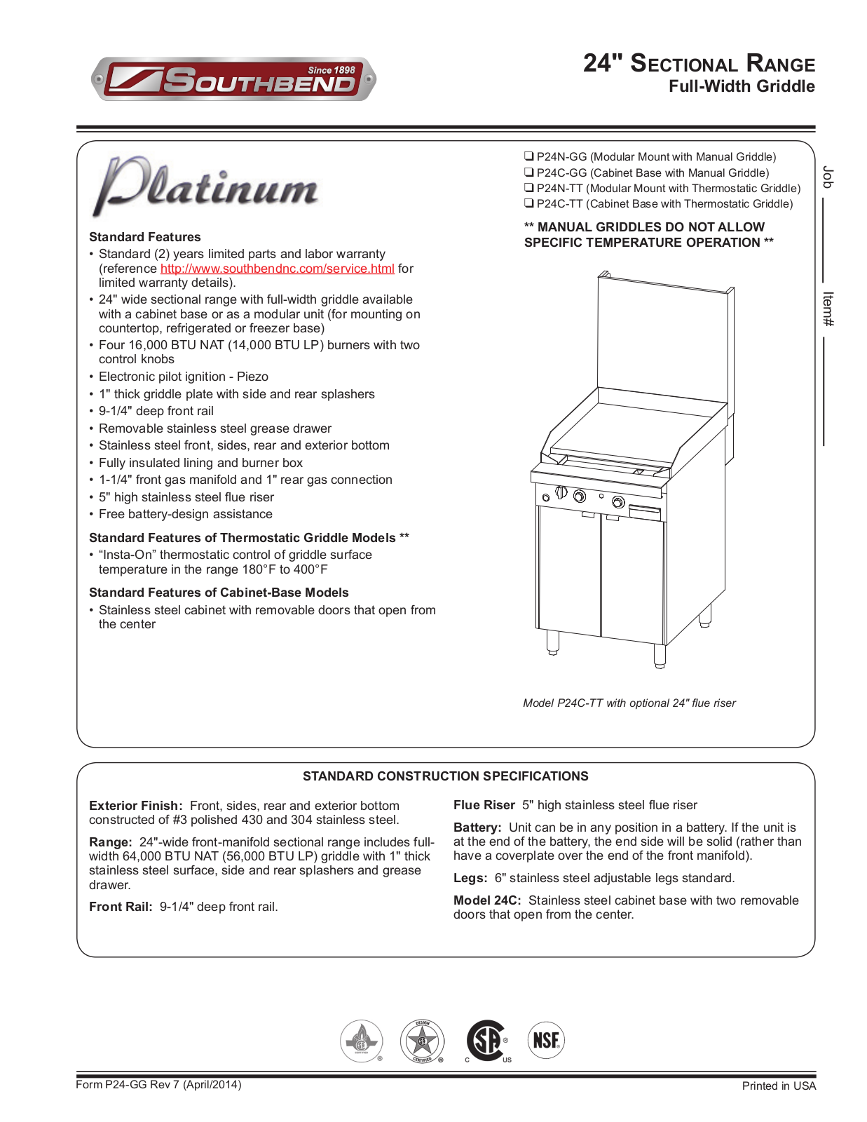 Southbend P24C-GG User Manual