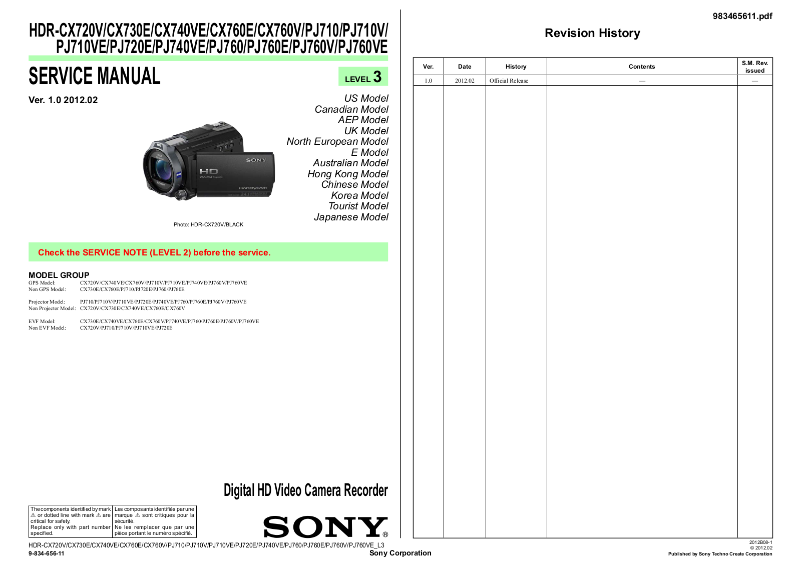 Sony HDR-PJ760V, HDR-PJ760VE, HDR-PJ760, HDR-PJ760E, HDR-PJ740VE User Manual