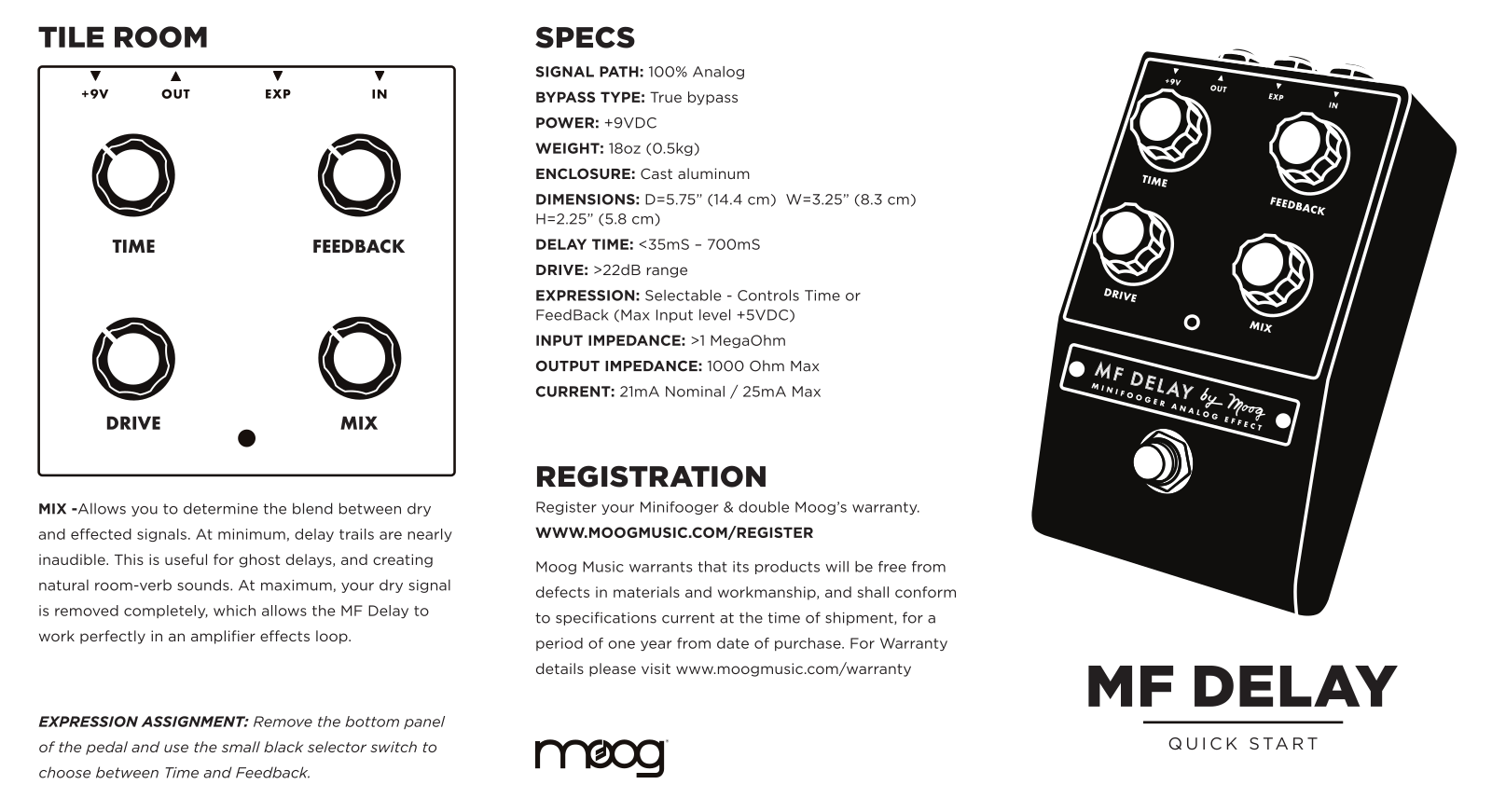 Moog MF Delay Quick Start Guide